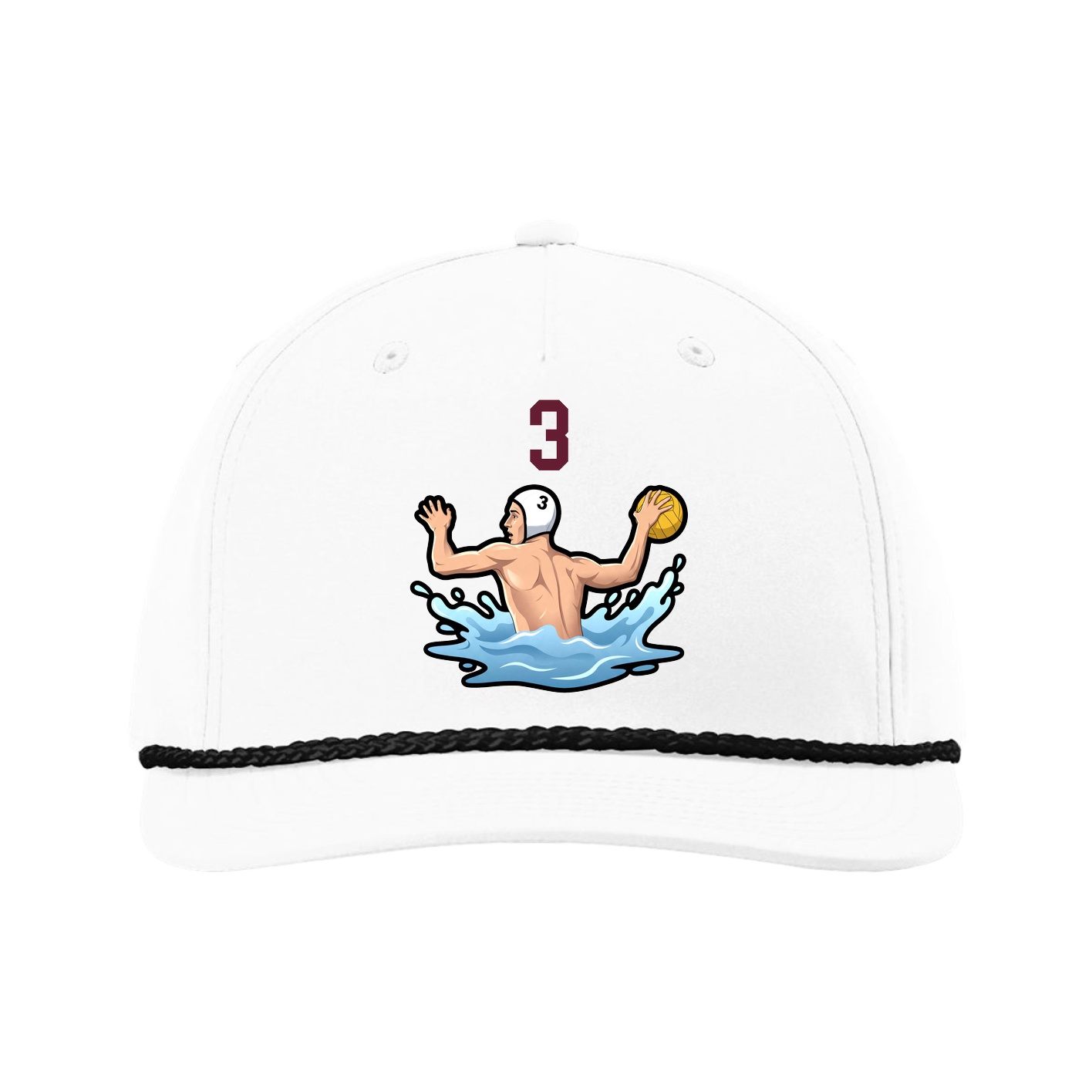 Five-Panel Classic Rope Cap — Number Top in White