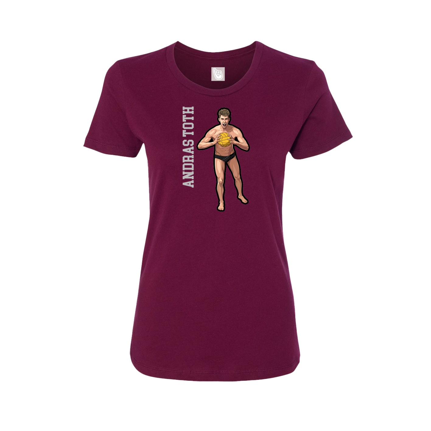 Fitted Women's Tee — Name Vertical in Maroon