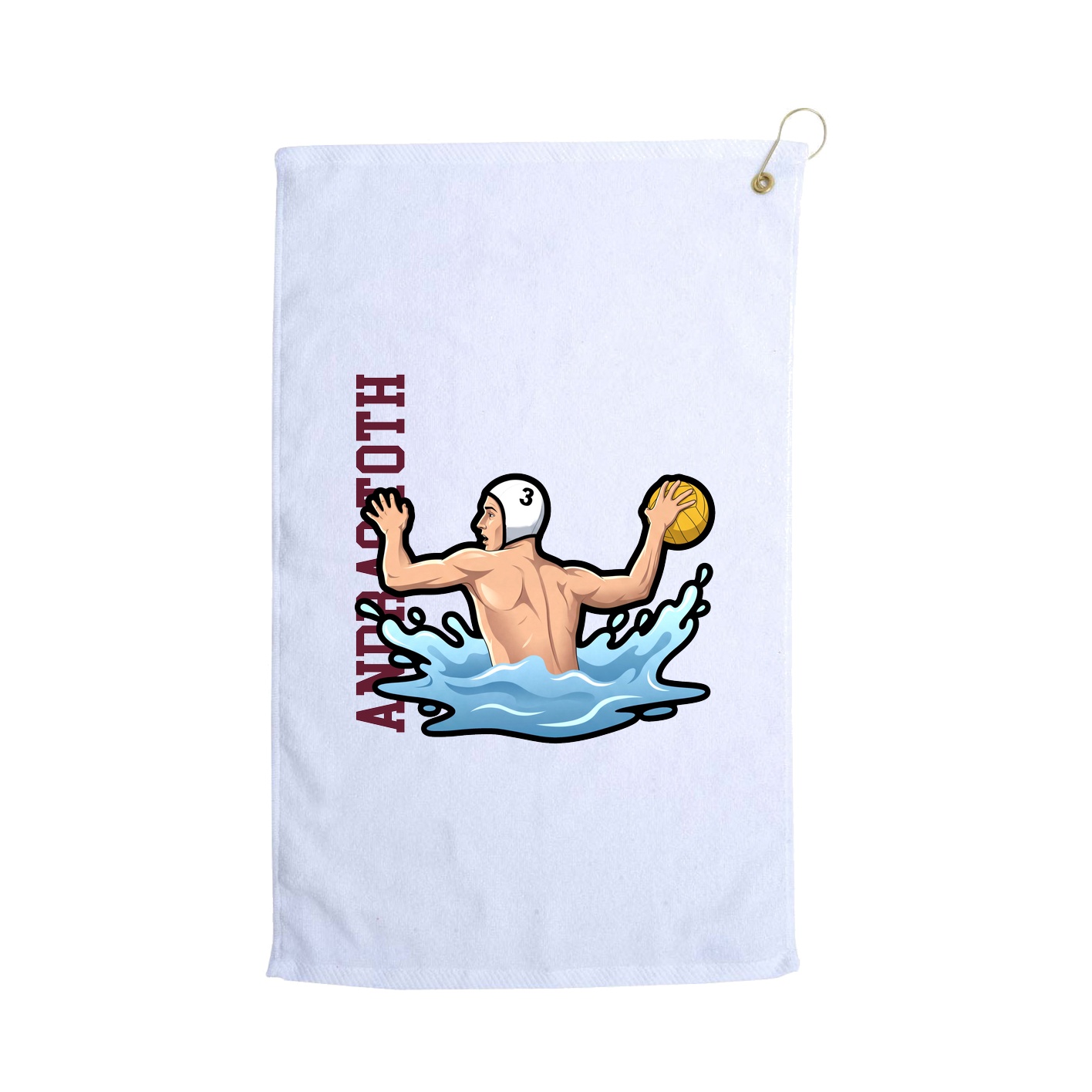 Golf Towel — Name Vertical in White