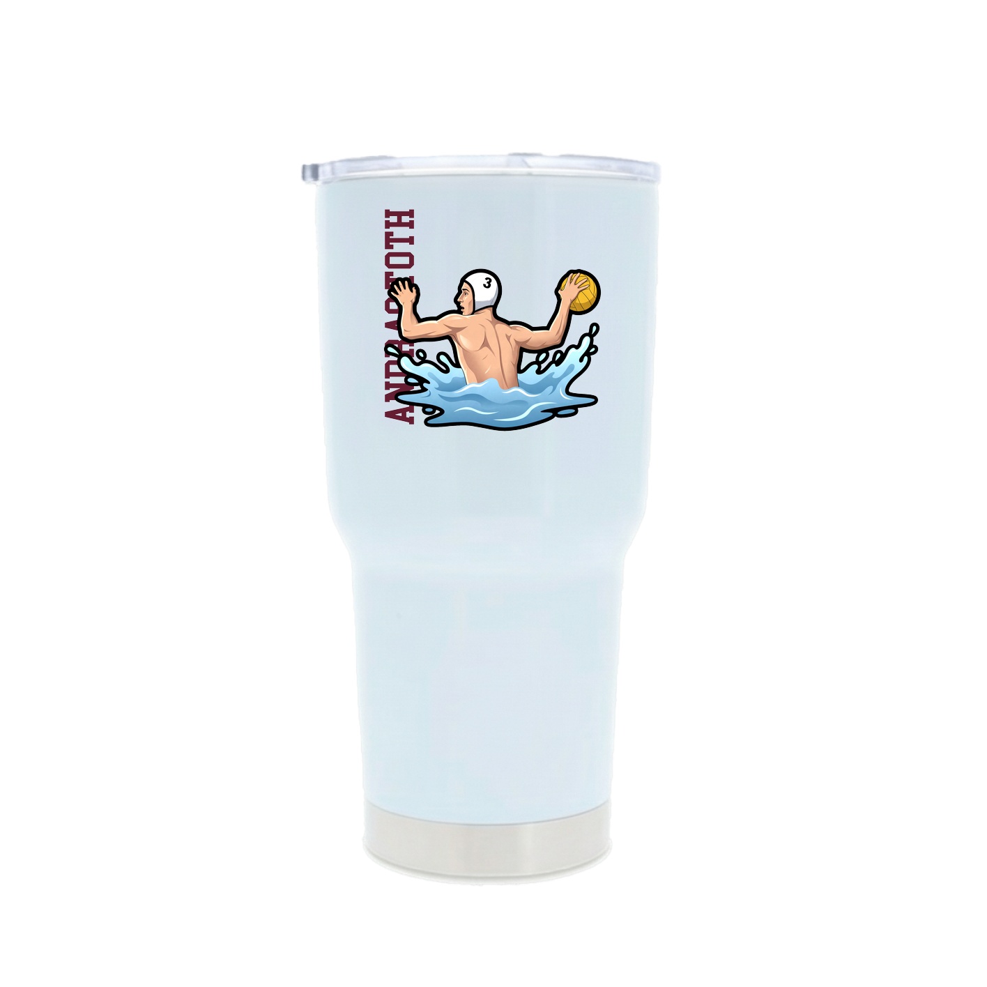 30oz Stainless Steel Tumbler — Name Vertical in White