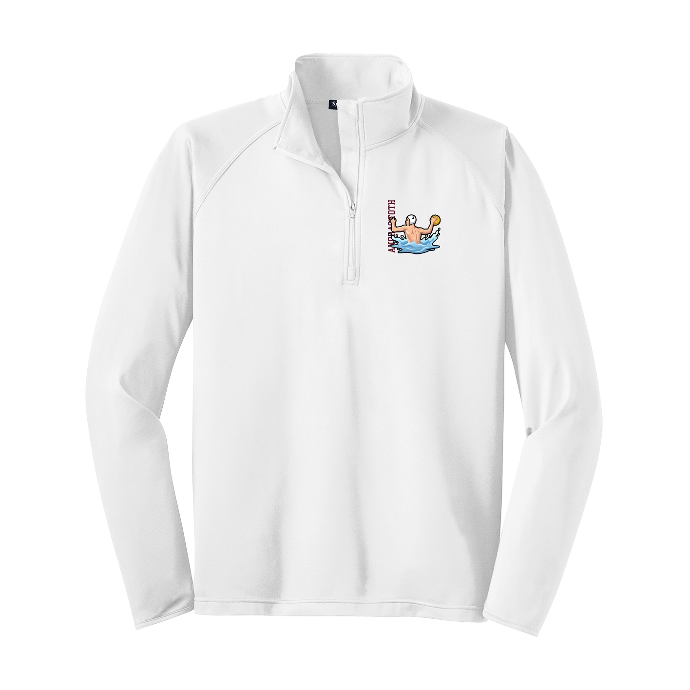 Q-Zip Pullover — Name Vertical in White