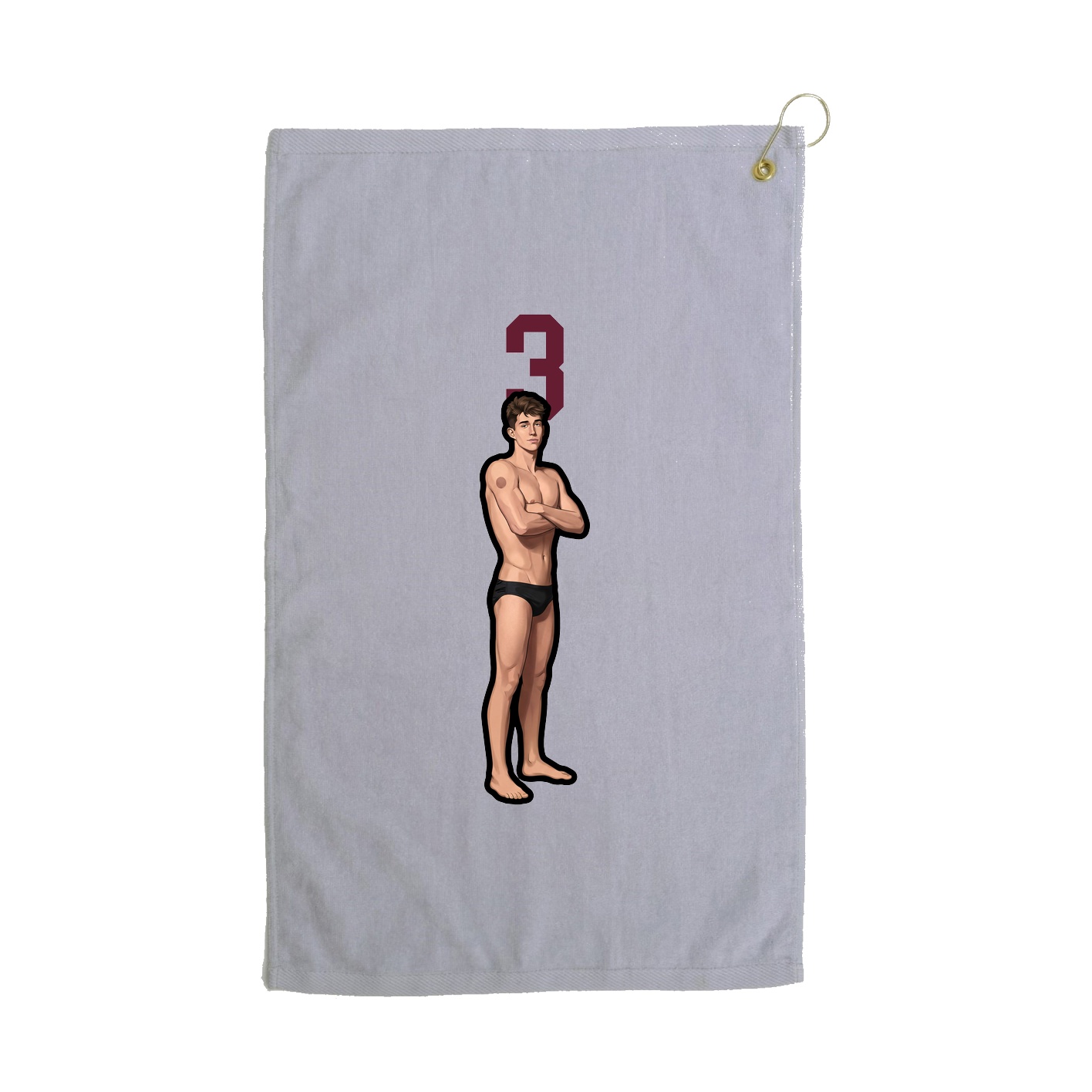 Golf Towel — Number Top in Grey