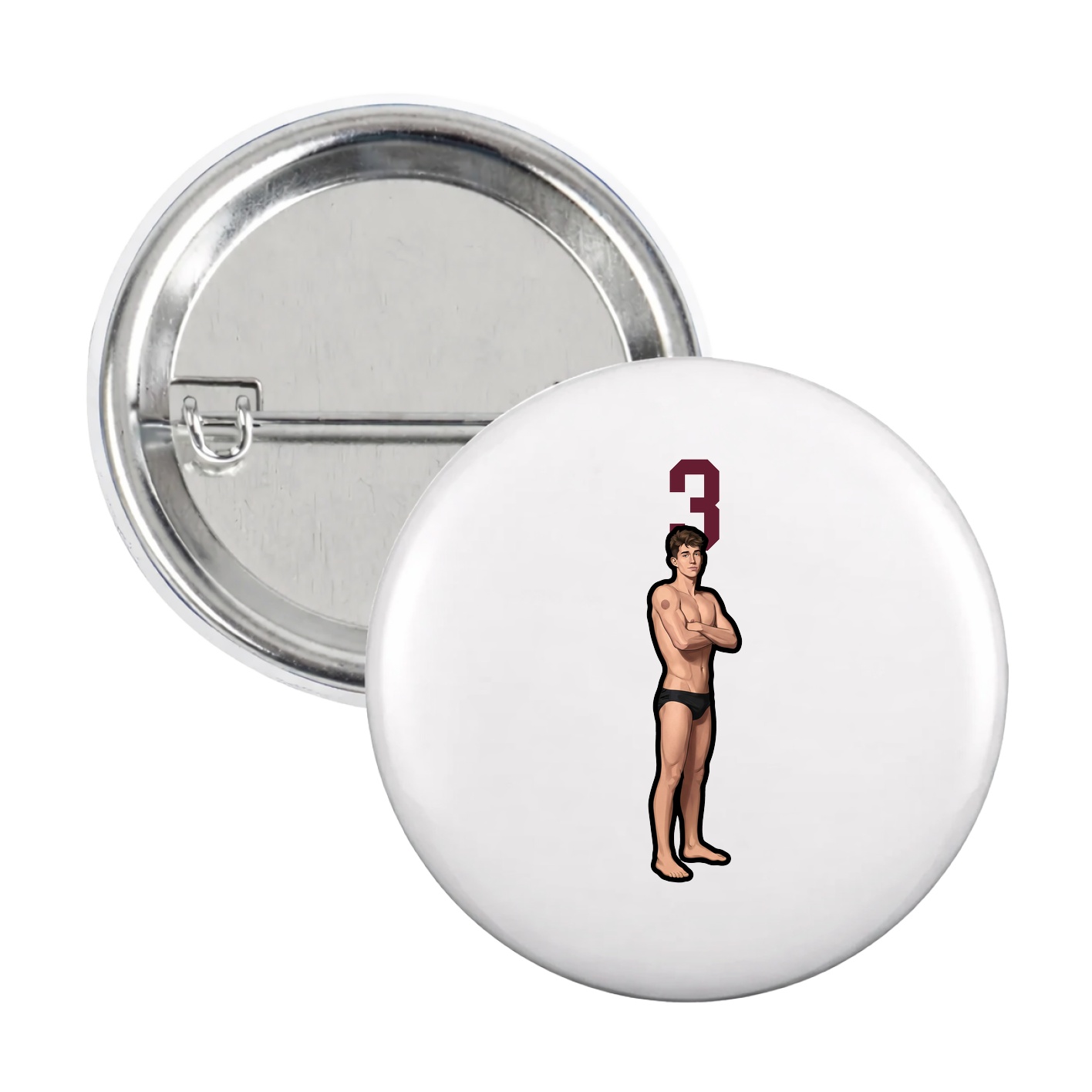 Game Day Button — Number Top in White
