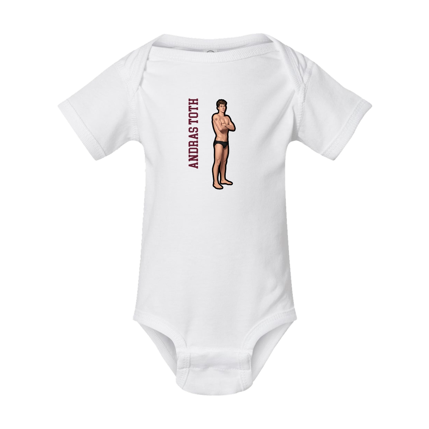 Baby Onesie — Name Vertical in White