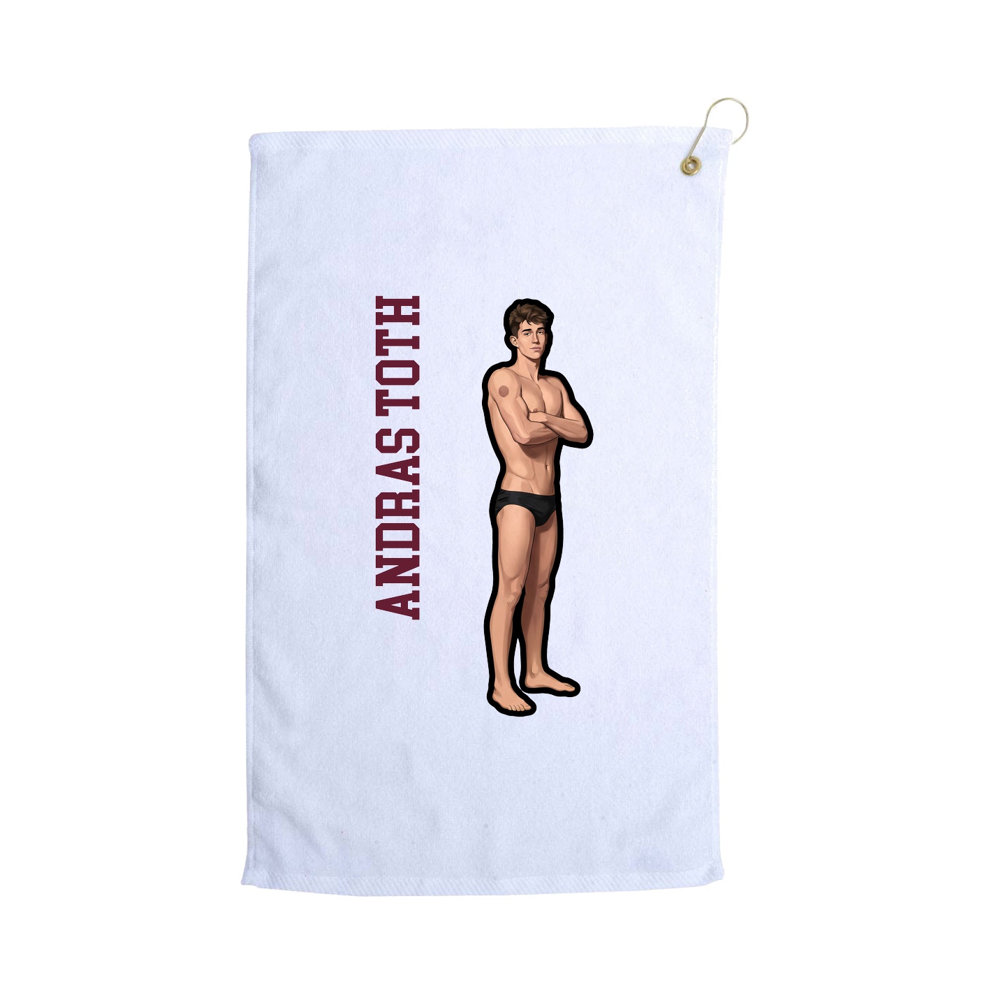 Golf Towel — Name Vertical in White