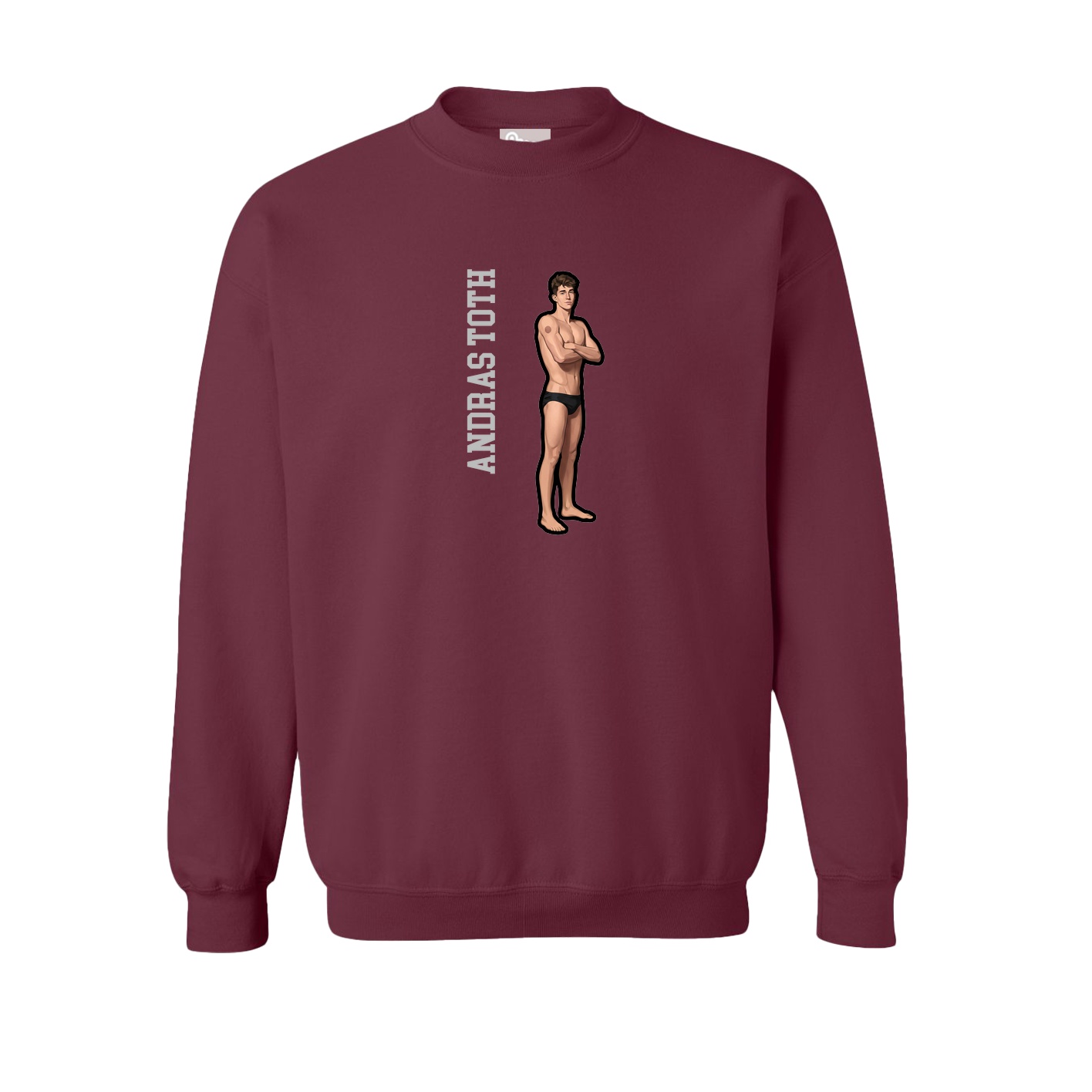 Fleece Crew — Name Vertical in Maroon
