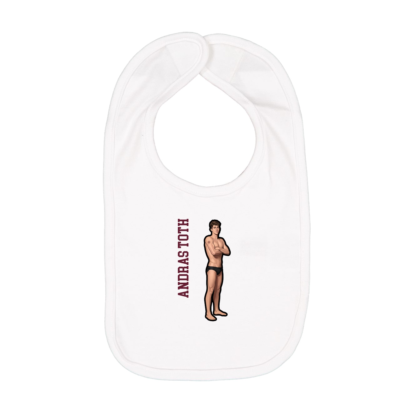 Infant Bib — Name Vertical in White