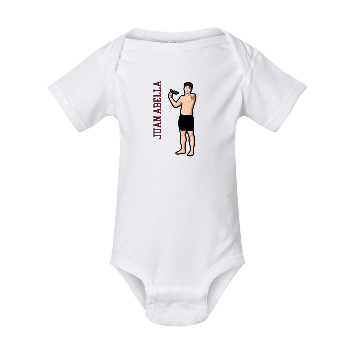Baby Onesie — Name Vertical in White