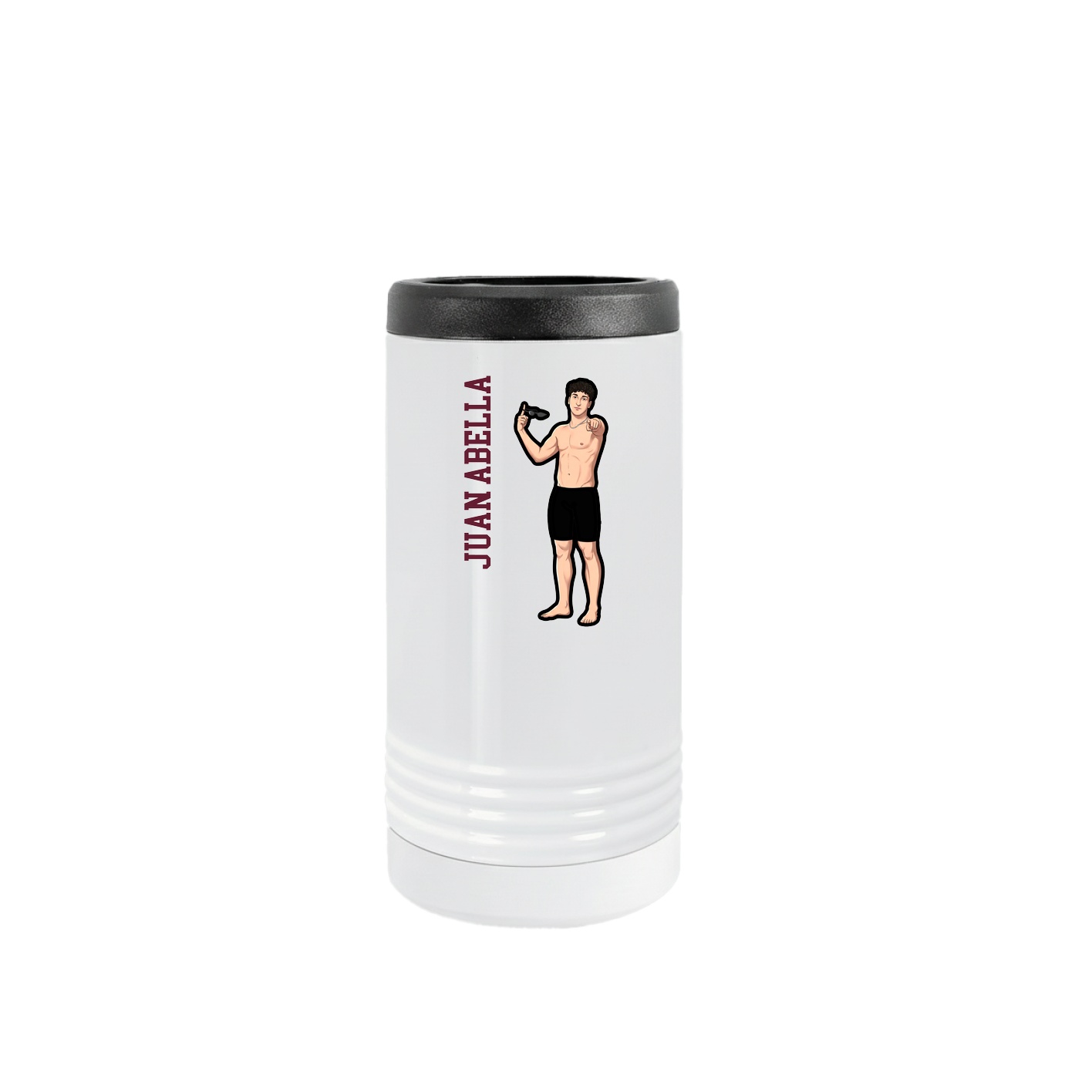 Slim Beverage Holder — Name Vertical in White