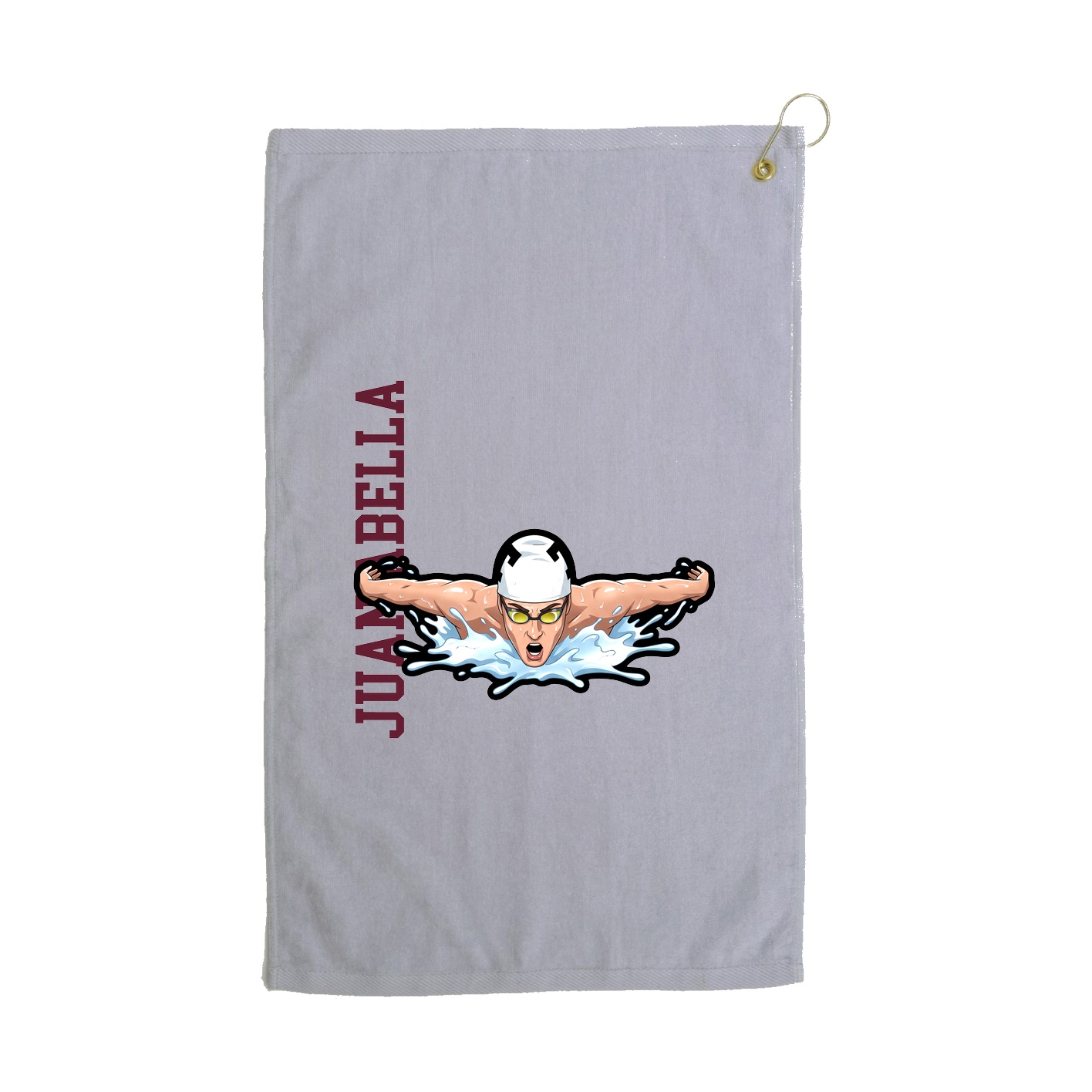 Golf Towel — Name Vertical in Grey