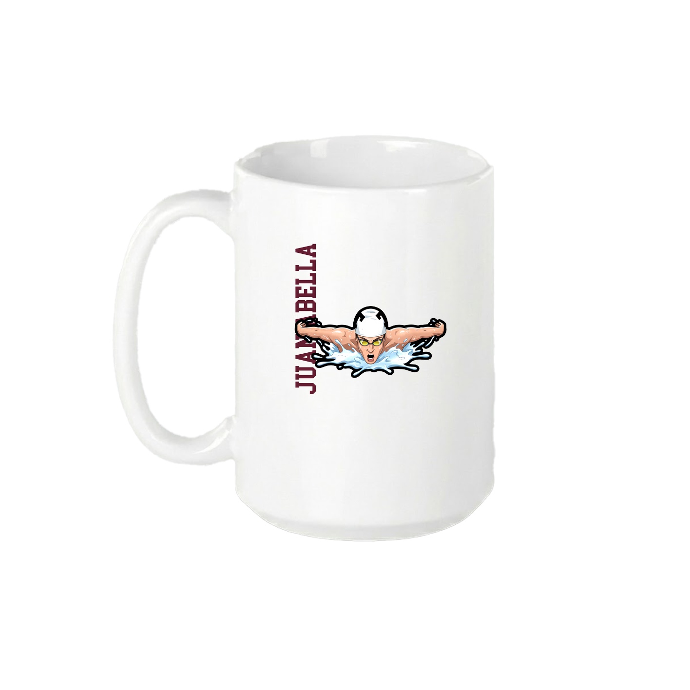 15oz Coffee Mug — Name Vertical in White