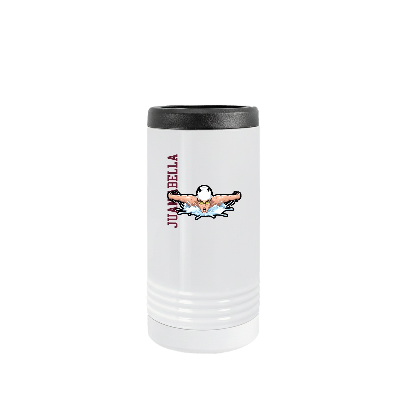 Slim Beverage Holder — Name Vertical in White