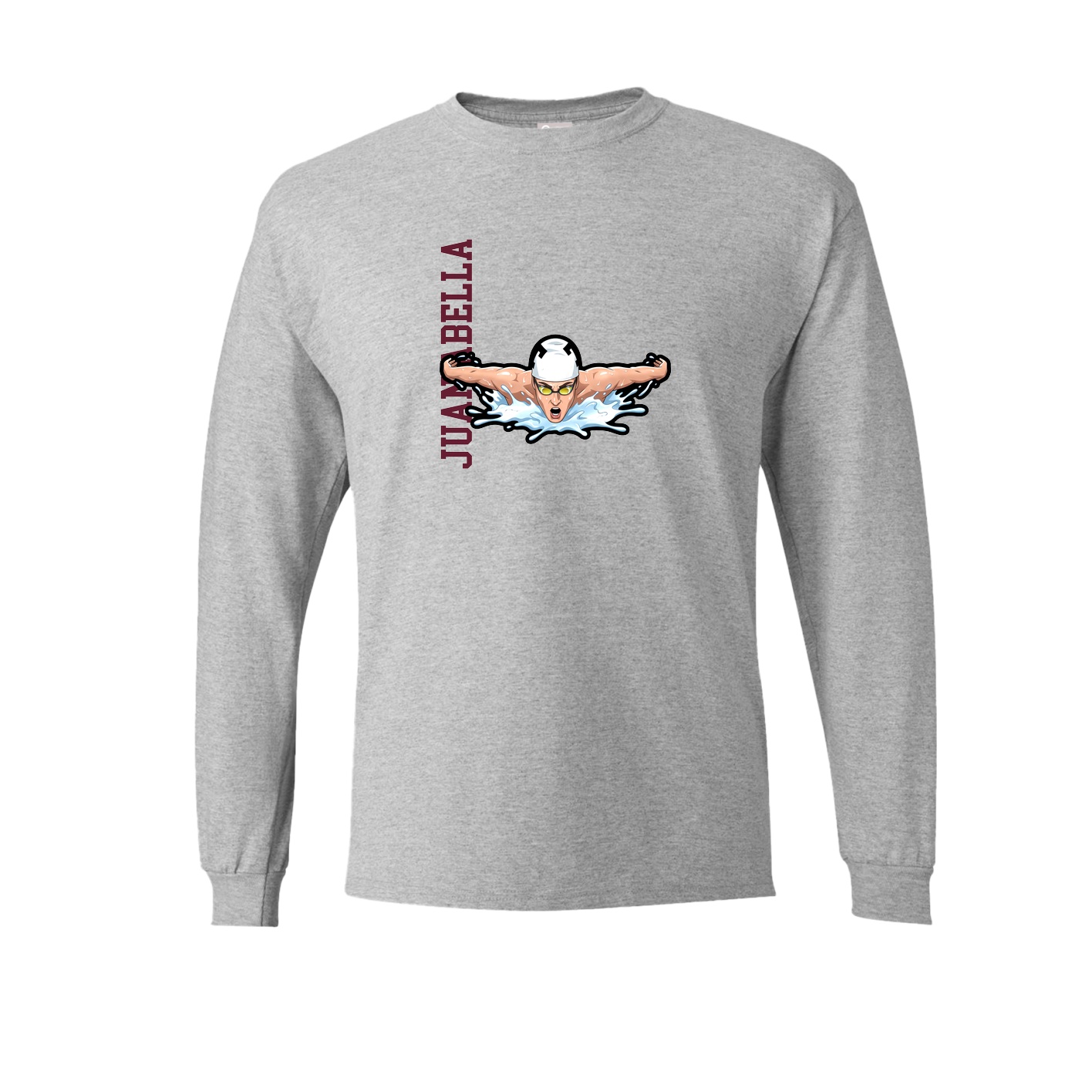 Long Sleeve Tee — Name Vertical in Grey