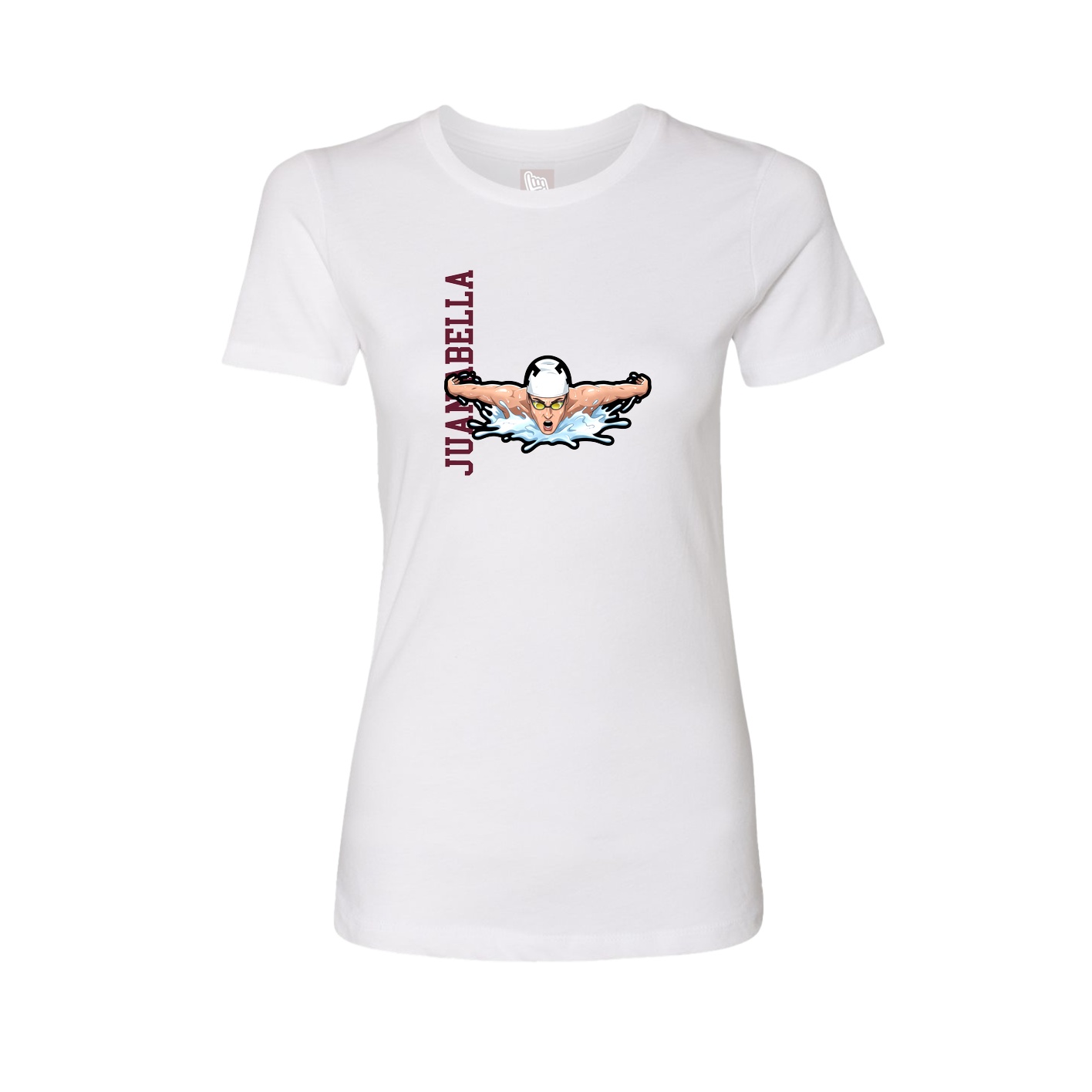 Womens Tee — Name Vertical in White