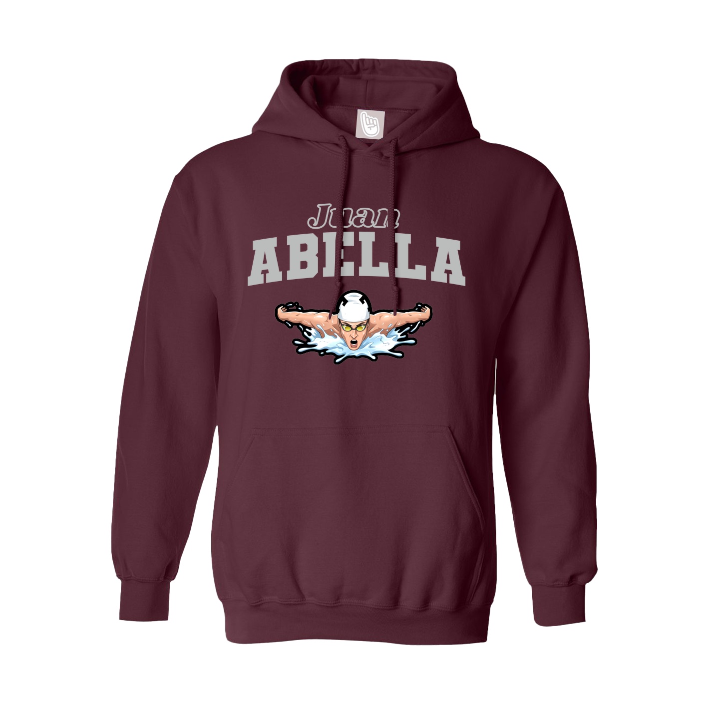 Youth Hoodie — Name Arch in Maroon