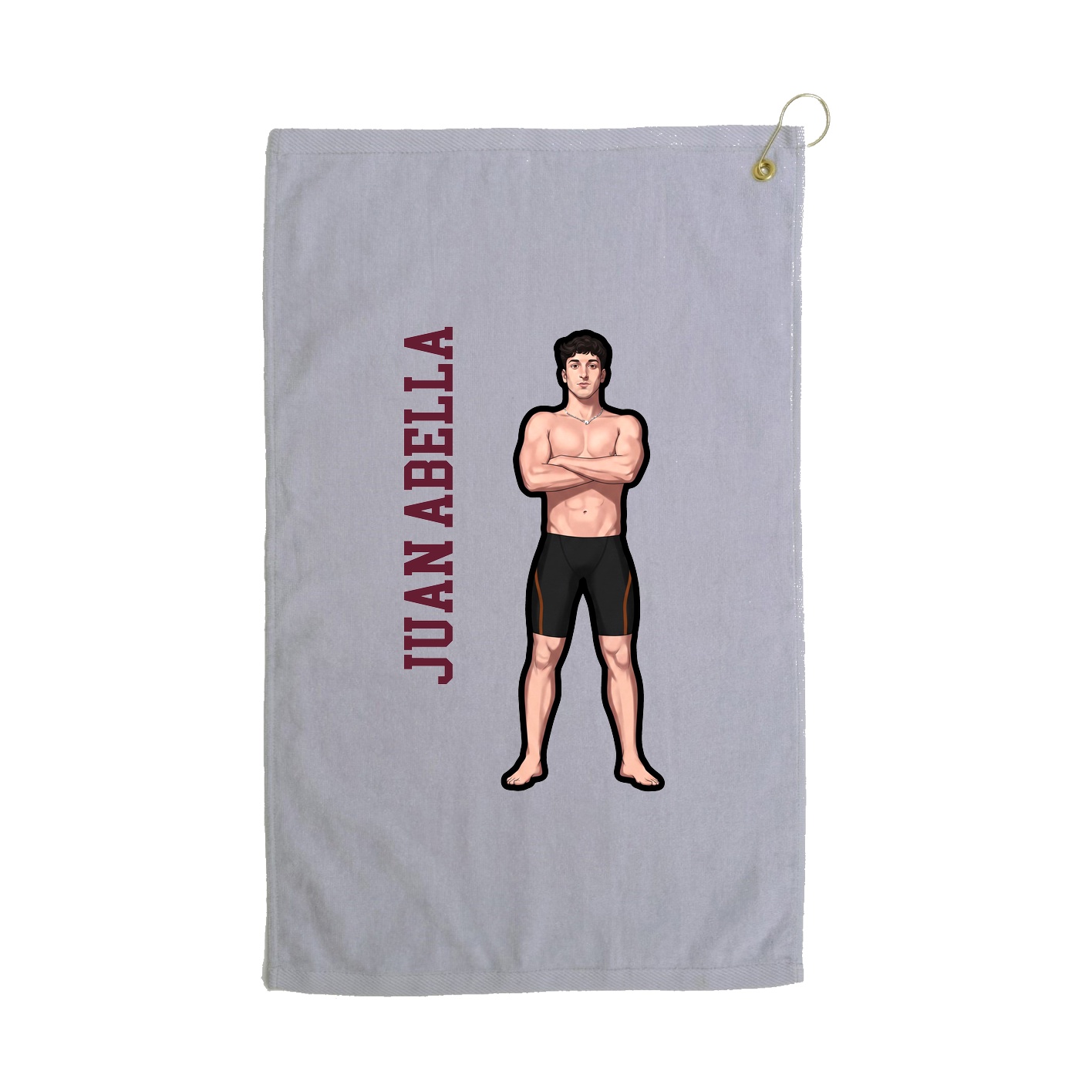 Golf Towel — Name Vertical in Grey