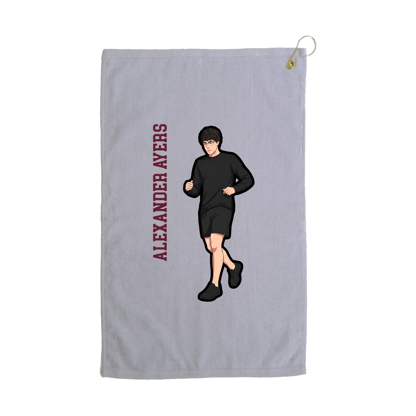 Golf Towel — Name Vertical in Grey