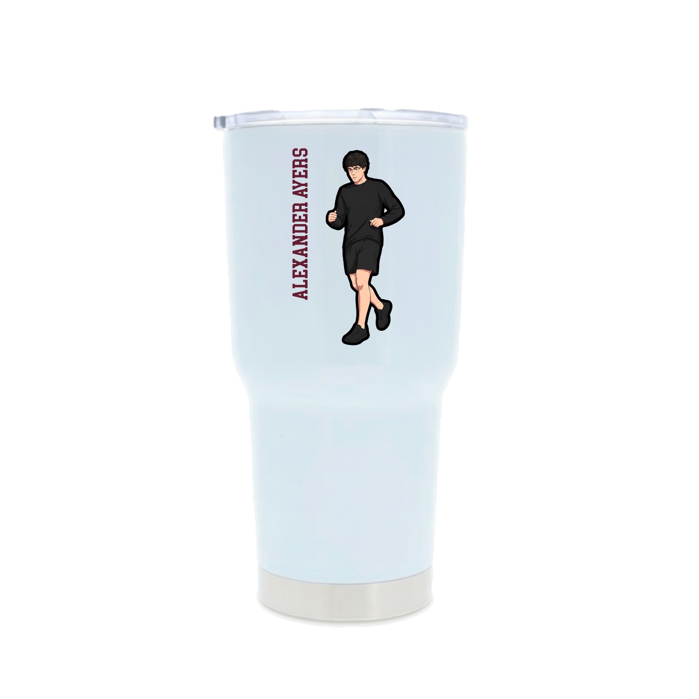 30oz Stainless Steel Tumbler — Name Vertical in White