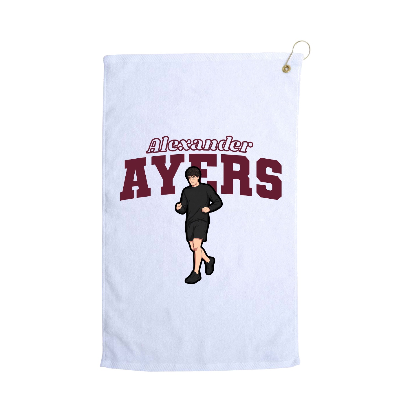 Golf Towel — Name Arch in White