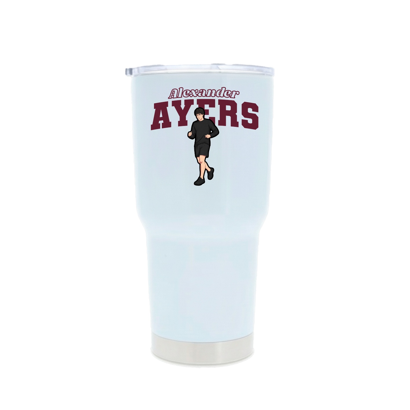 30oz Stainless Steel Tumbler — Name Arch in White