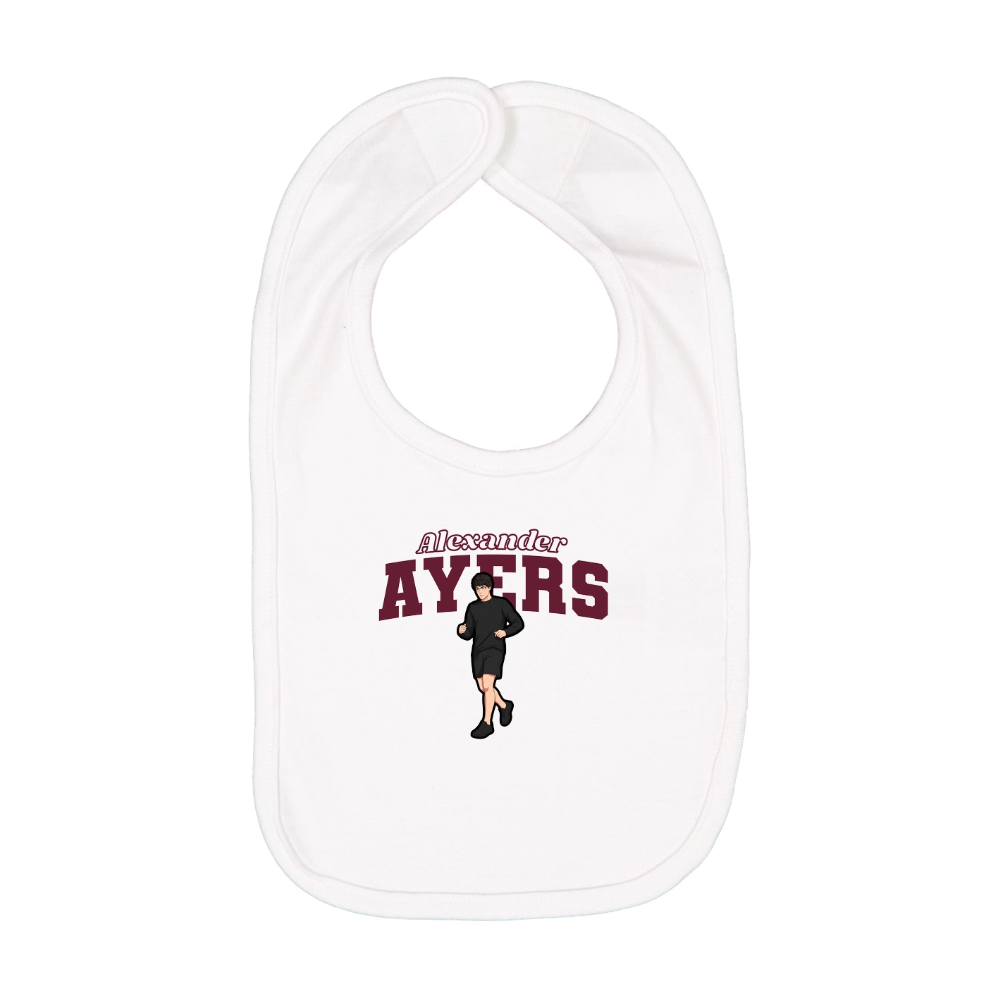 Infant Bib — Name Arch in White