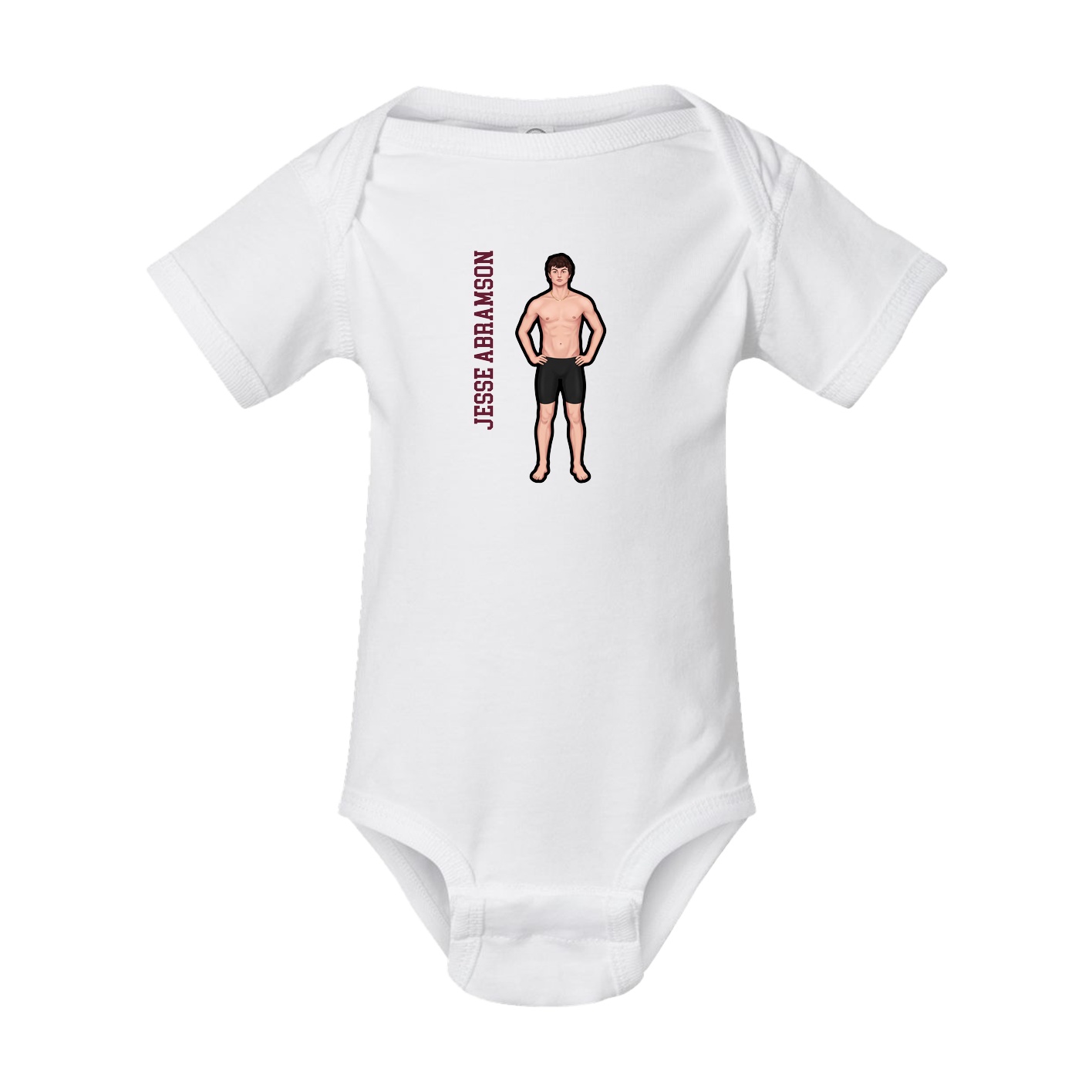 Baby Onesie — Name Vertical in White