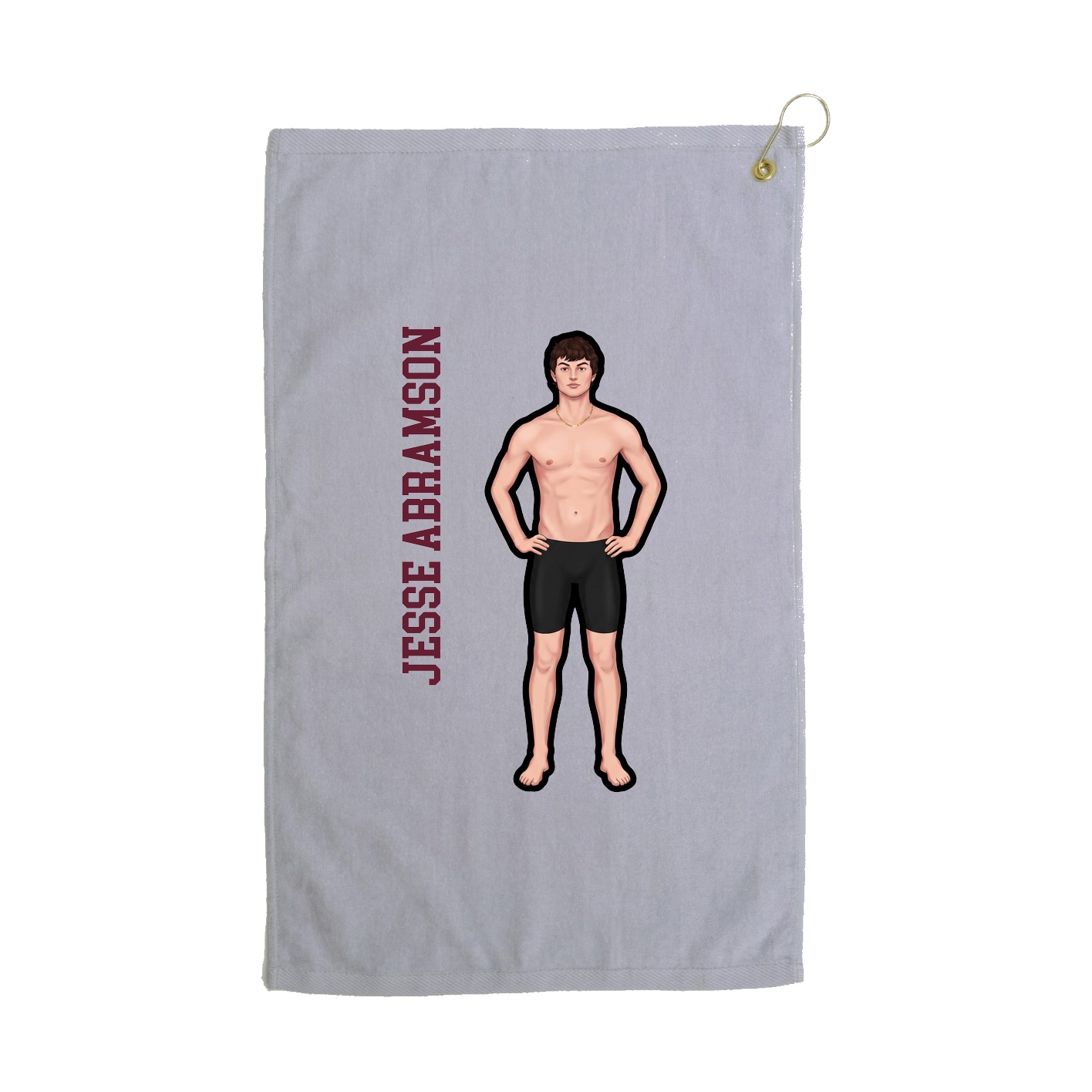 Golf Towel — Name Vertical in Grey