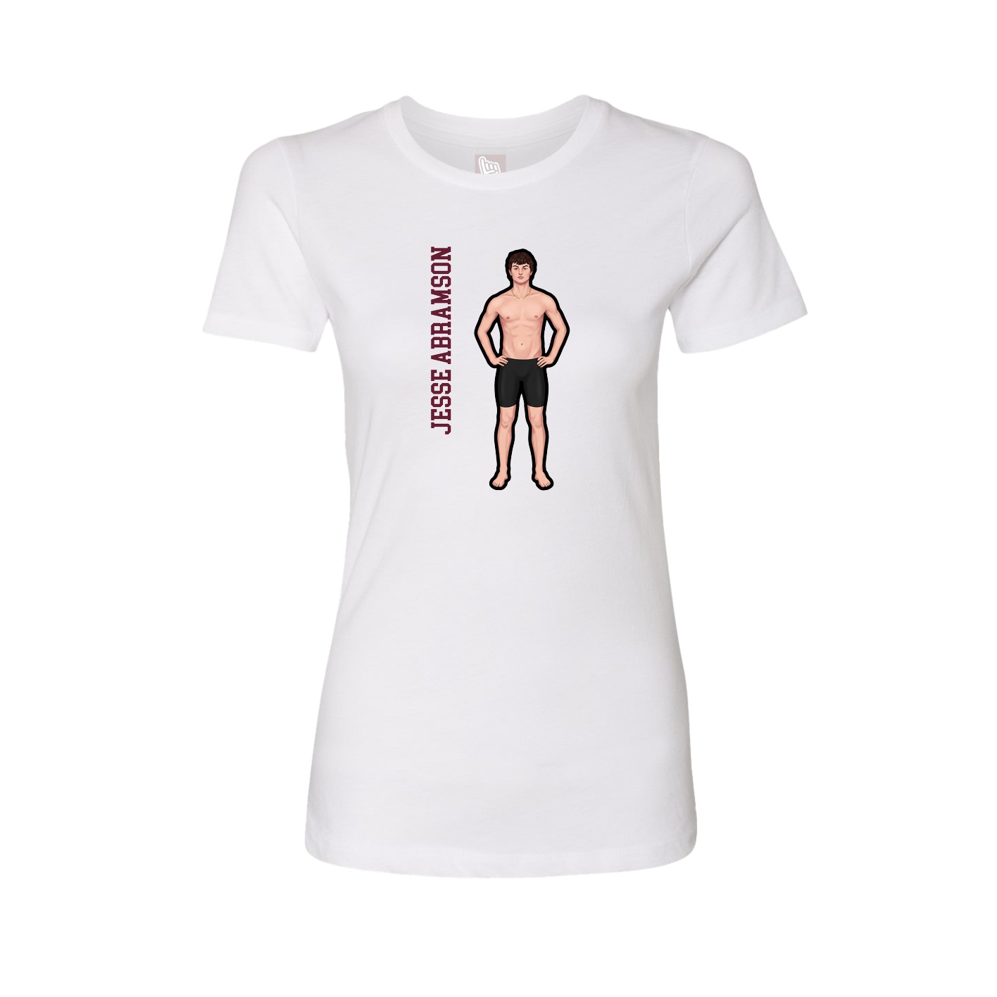 Fitted Women's Tee — Name Vertical in White