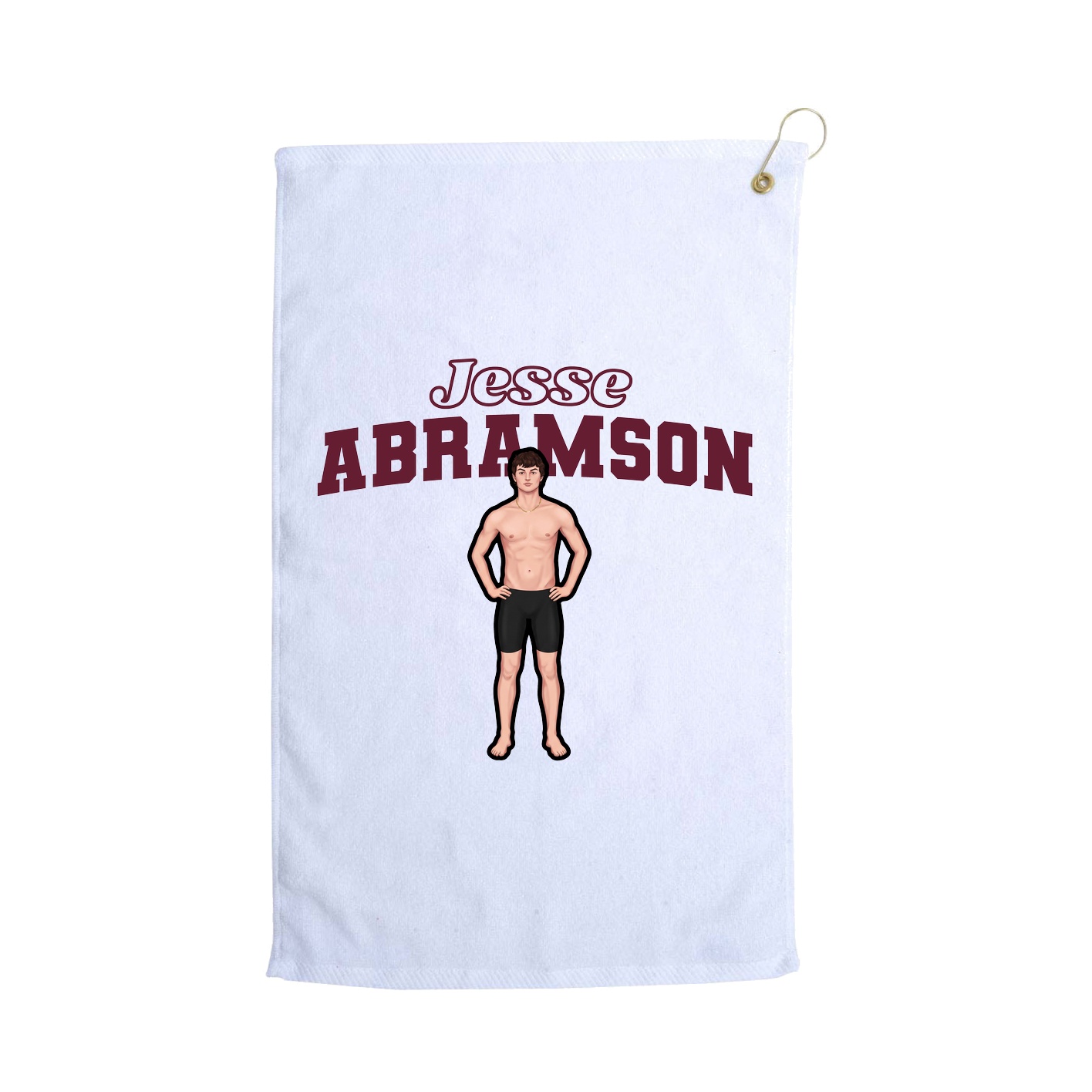Golf Towel — Name Arch in White