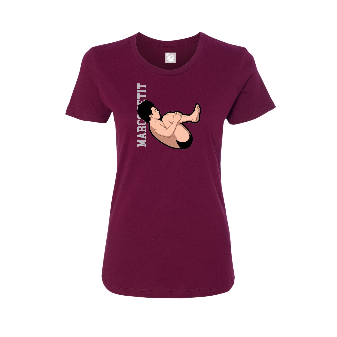 Fitted Women's Tee — Name Vertical in Maroon