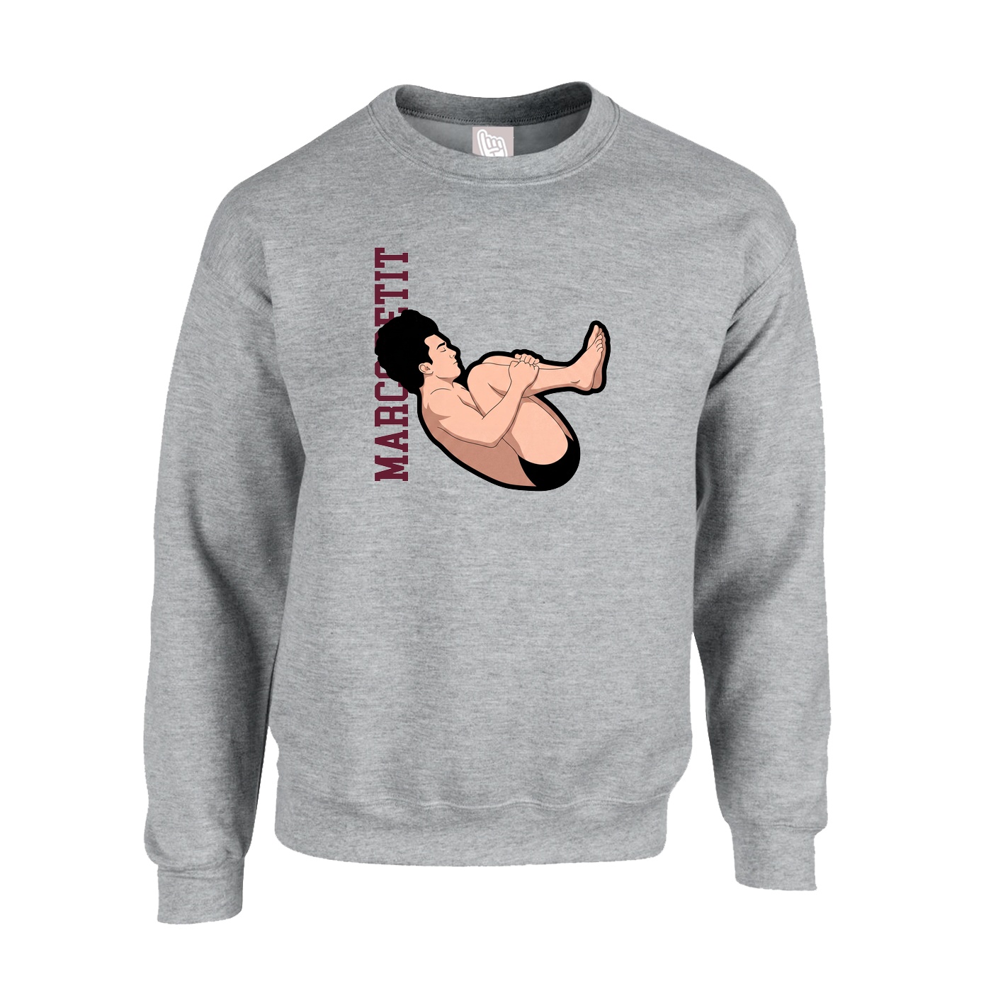 Fleece Crew — Name Vertical in Grey