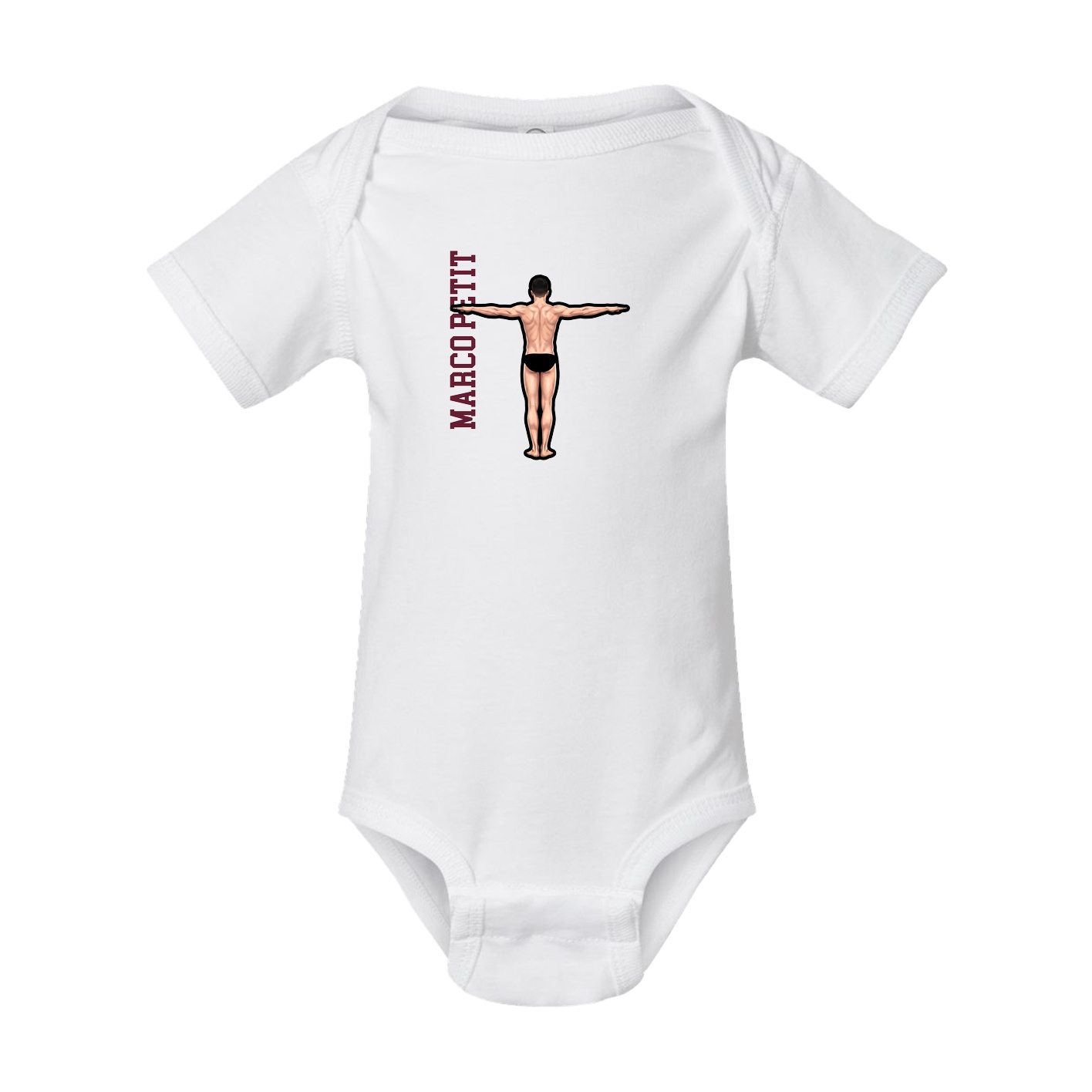 Baby Onesie — Name Vertical in White