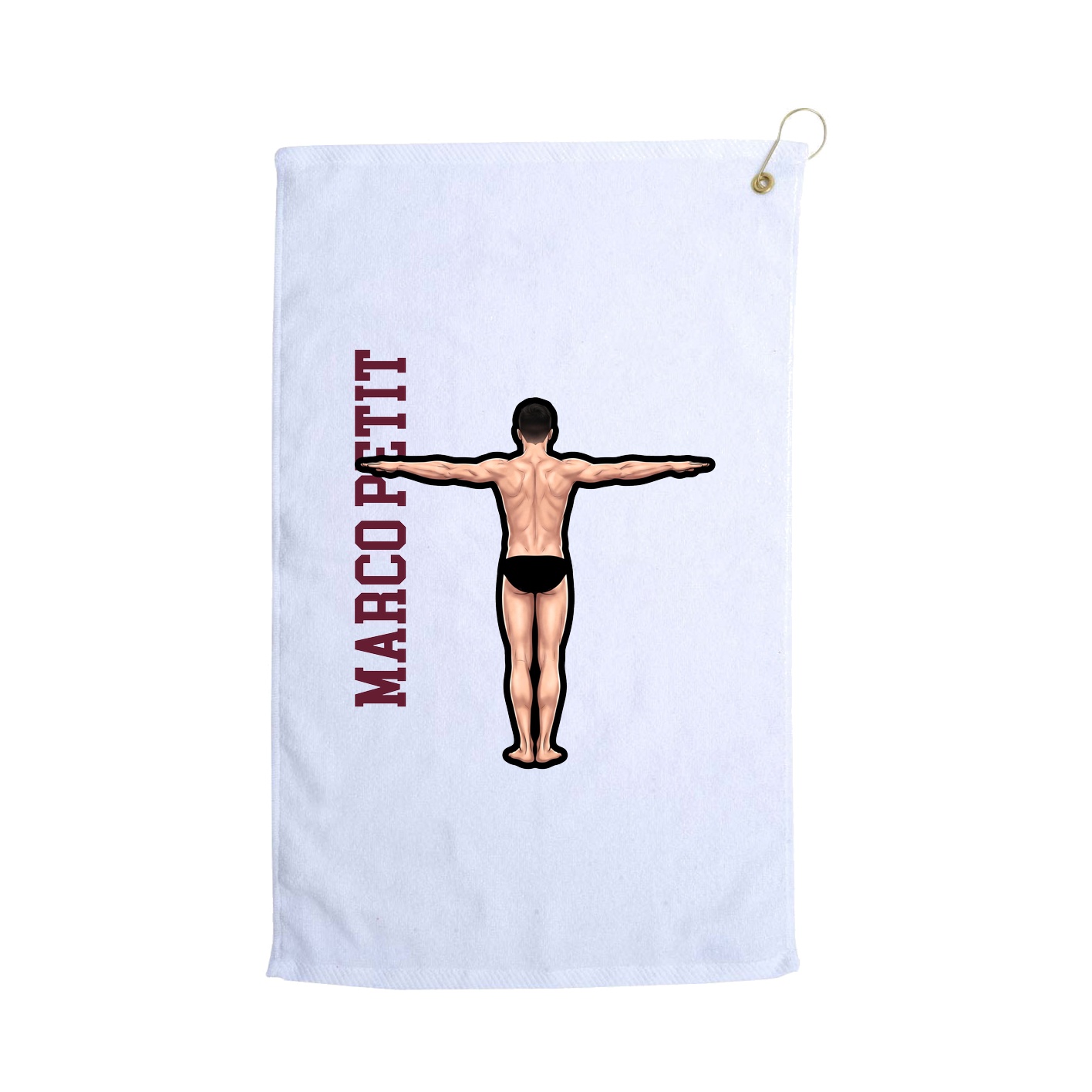 Golf Towel — Name Vertical in White