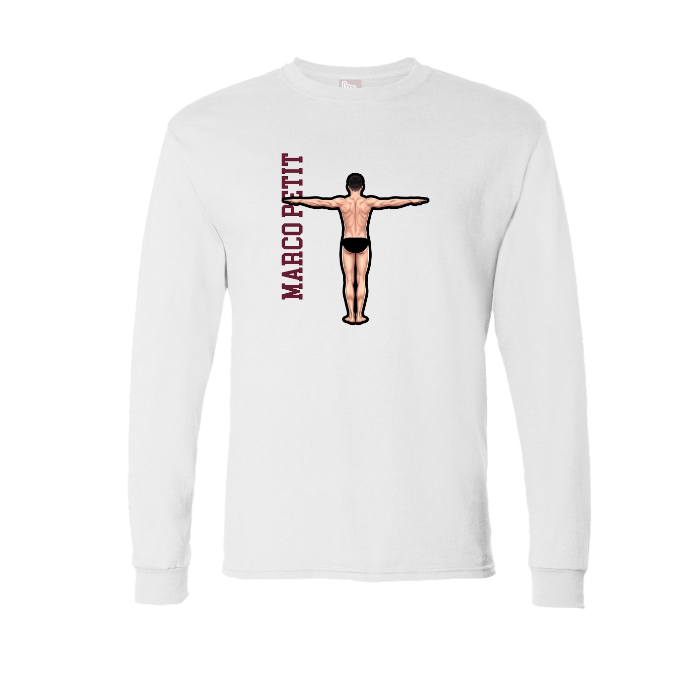 Long Sleeve Tee — Name Vertical in White