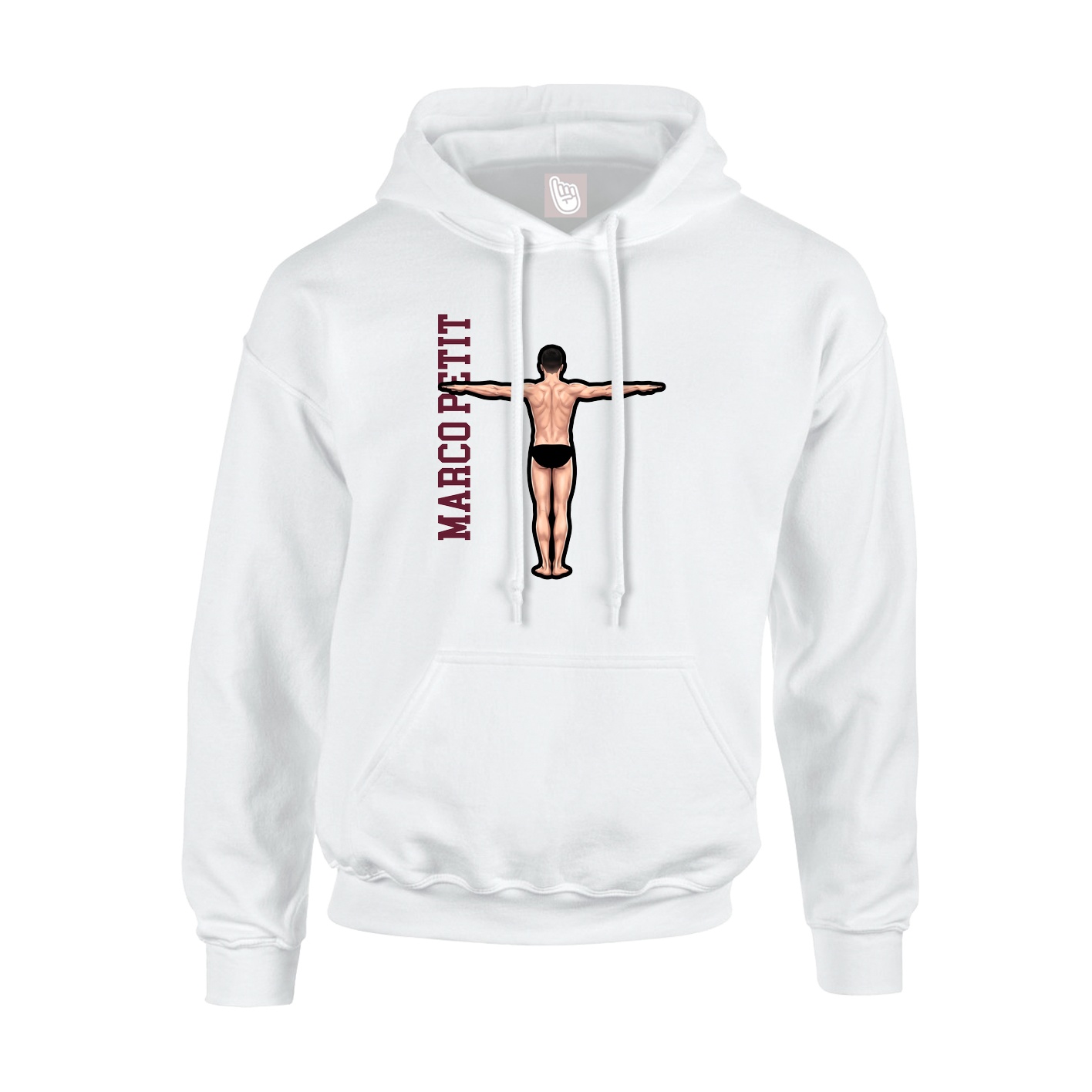 Hoodie — Name Vertical in White