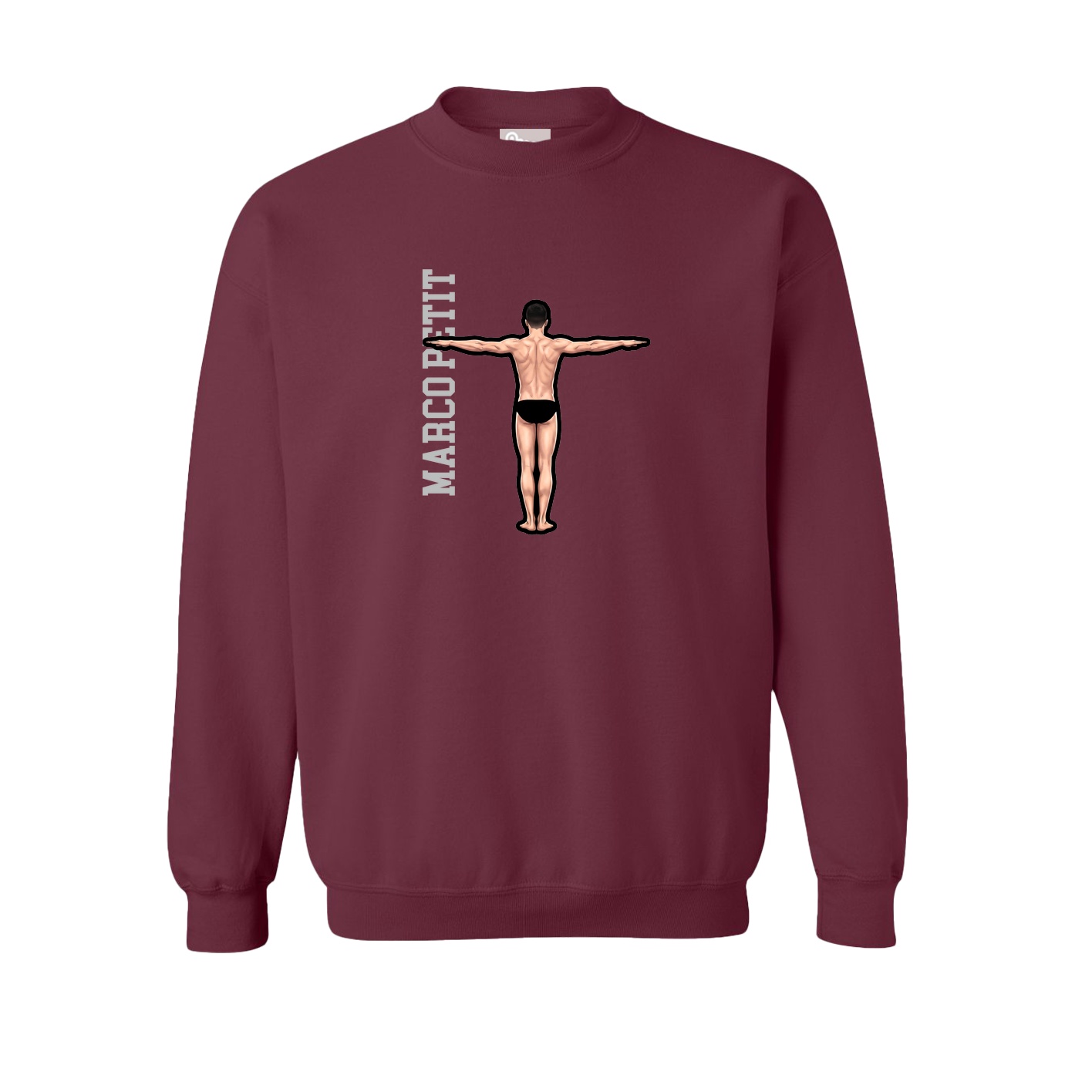Fleece Crew — Name Vertical in Maroon