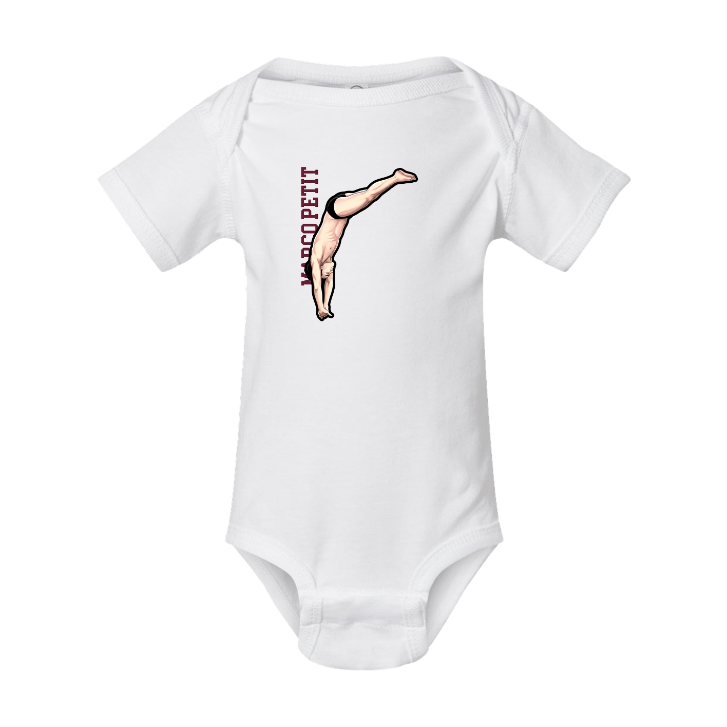 Baby Onesie — Name Vertical in White