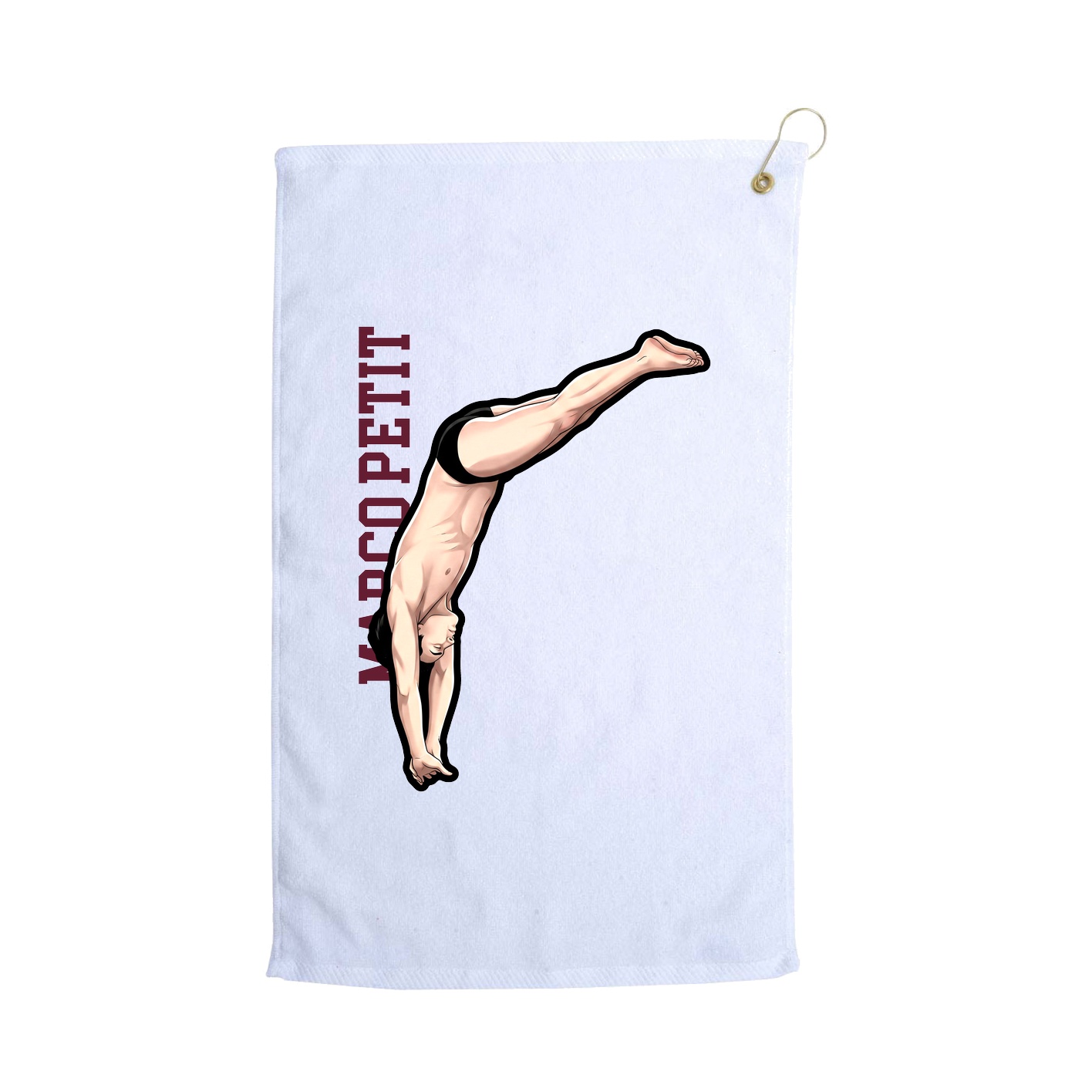 Golf Towel — Name Vertical in White