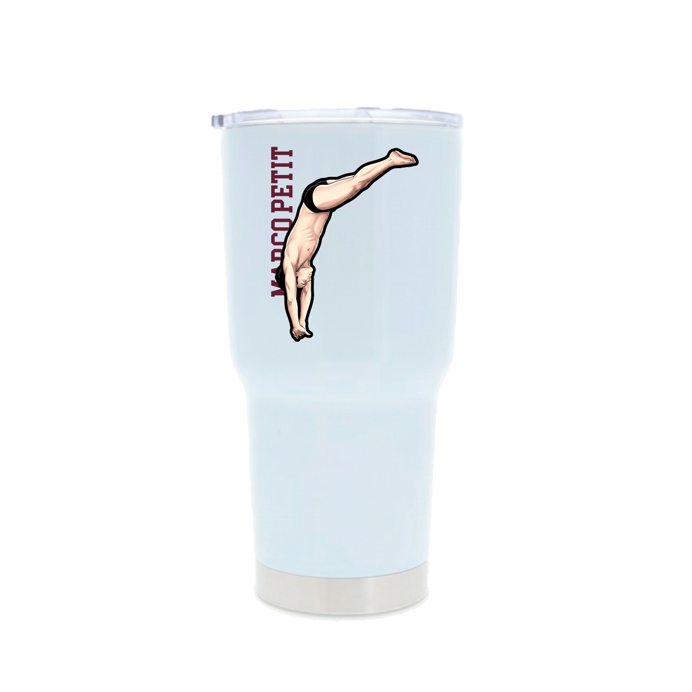 30oz Stainless Steel Tumbler — Name Vertical in White