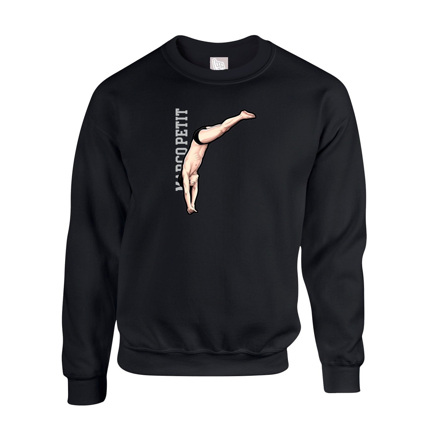 Fleece Crew — Name Vertical in Black