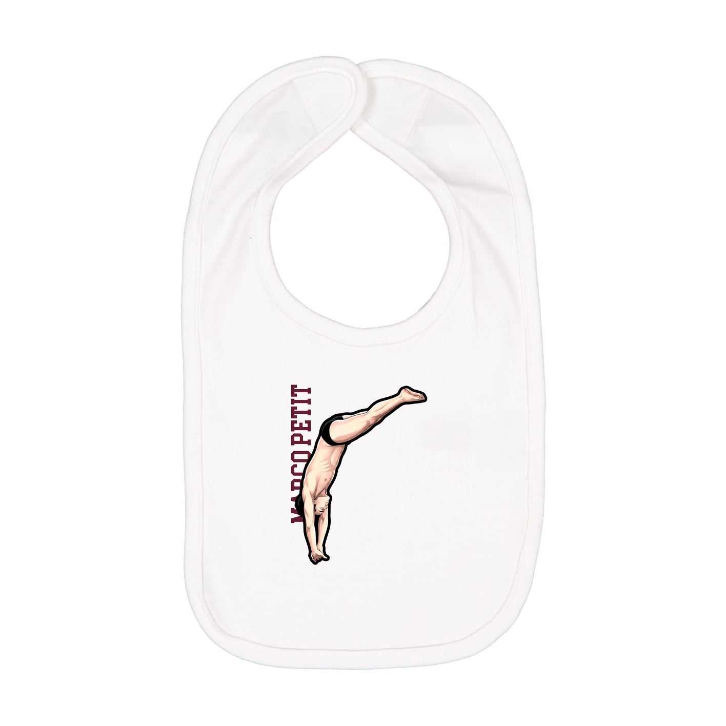 Infant Bib — Name Vertical in White
