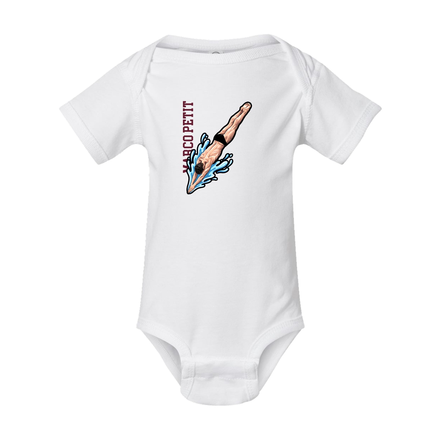 Baby Onesie — Name Vertical in White