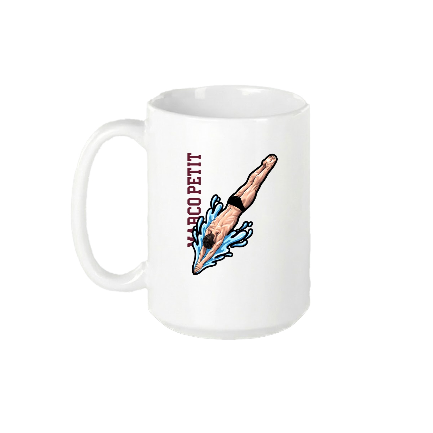 15oz Coffee Mug — Name Vertical in White