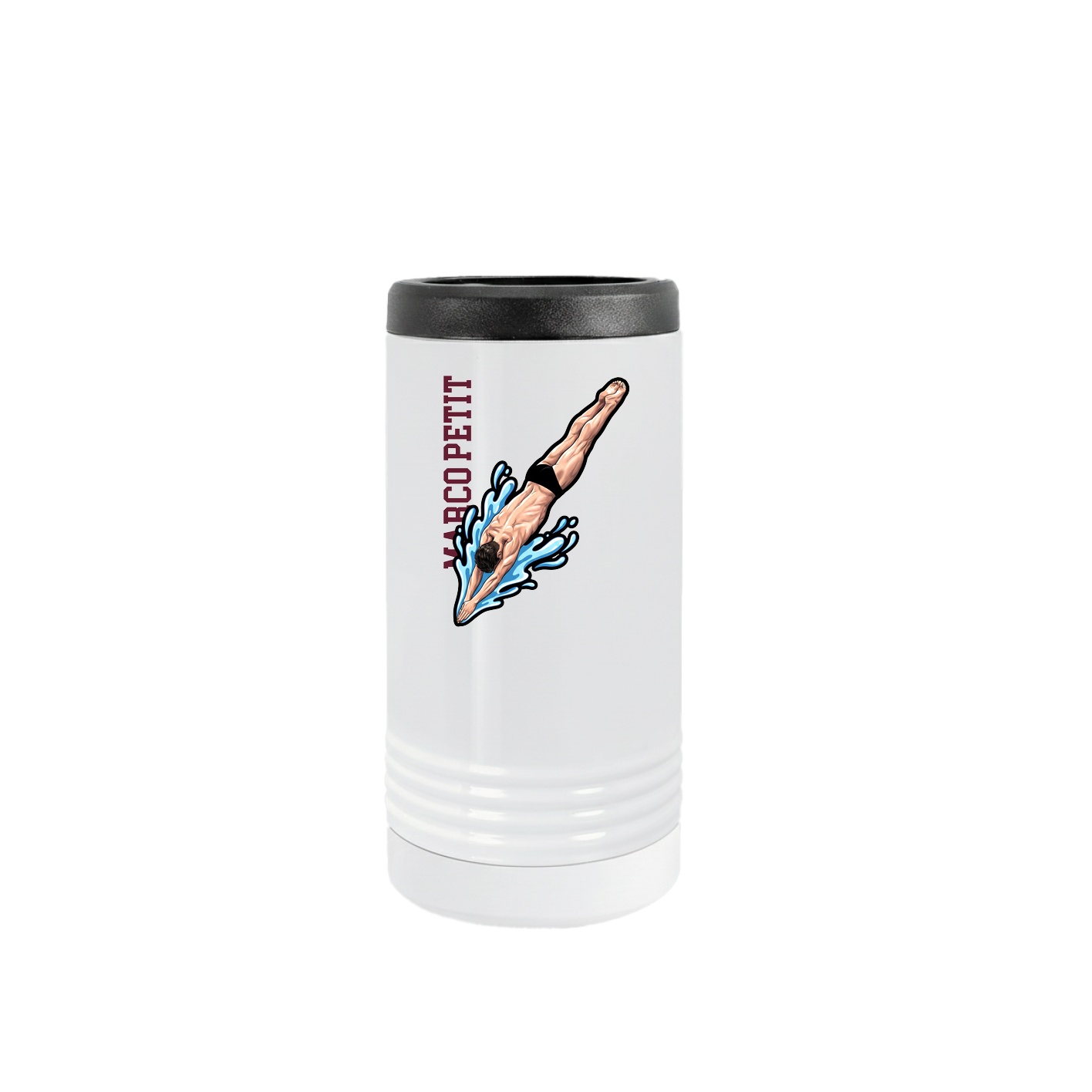 Slim Beverage Holder — Name Vertical in White