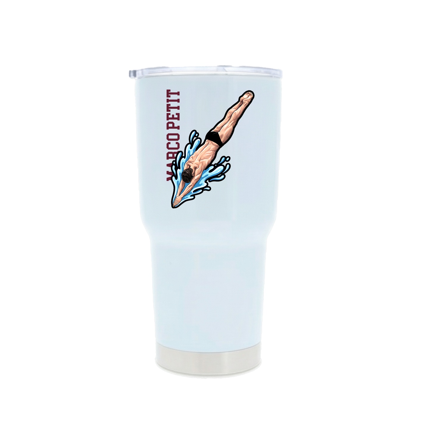 30oz Stainless Steel Tumbler — Name Vertical in White