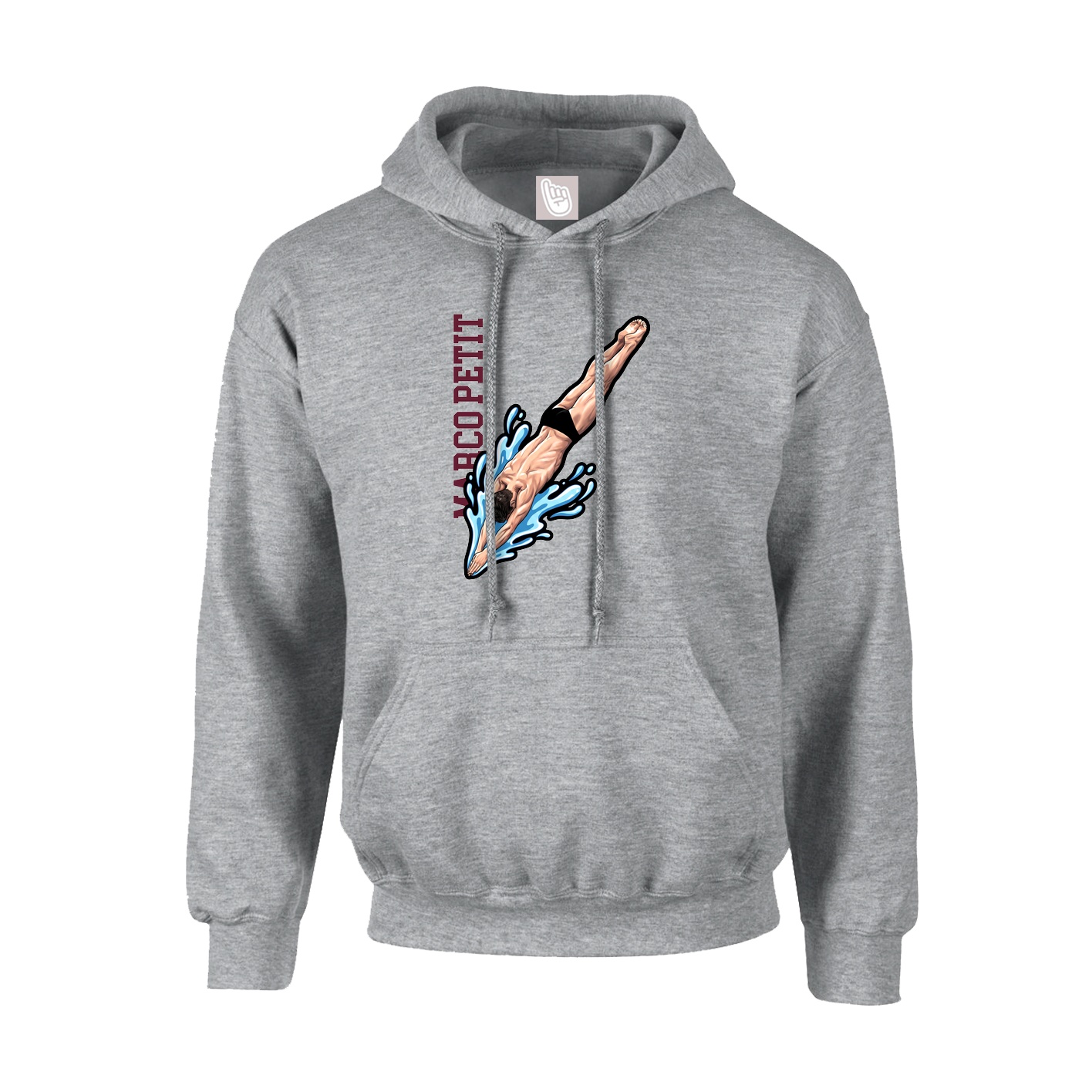 Hoodie — Name Vertical in Grey
