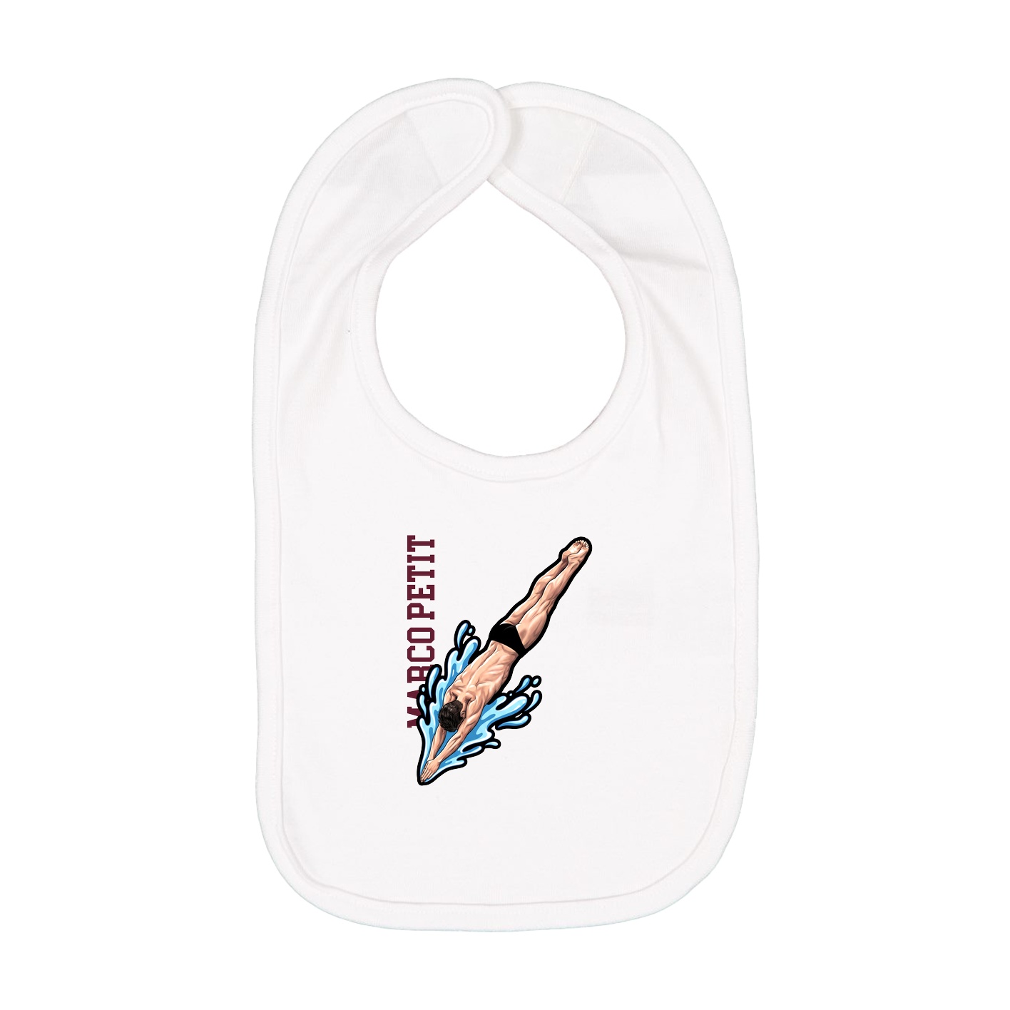 Infant Bib — Name Vertical in White