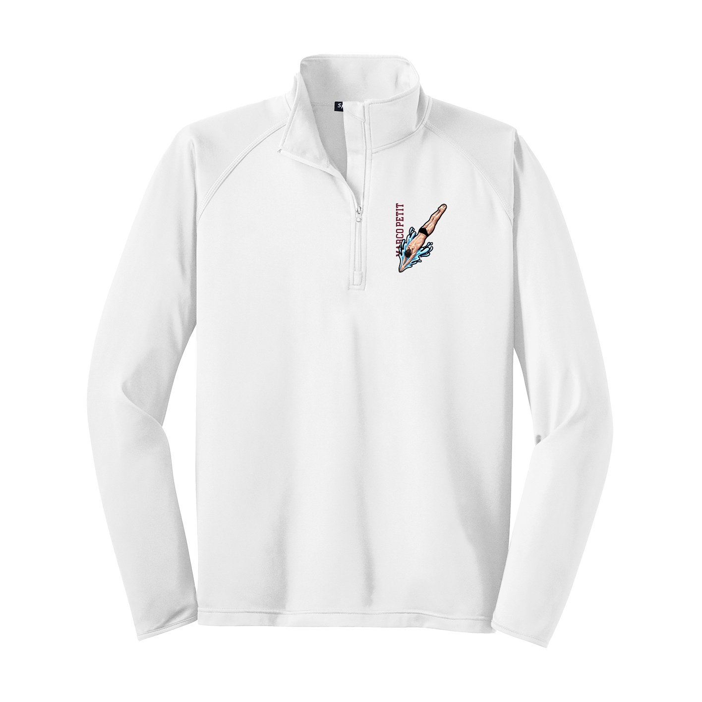 Q-Zip Pullover — Name Vertical in White