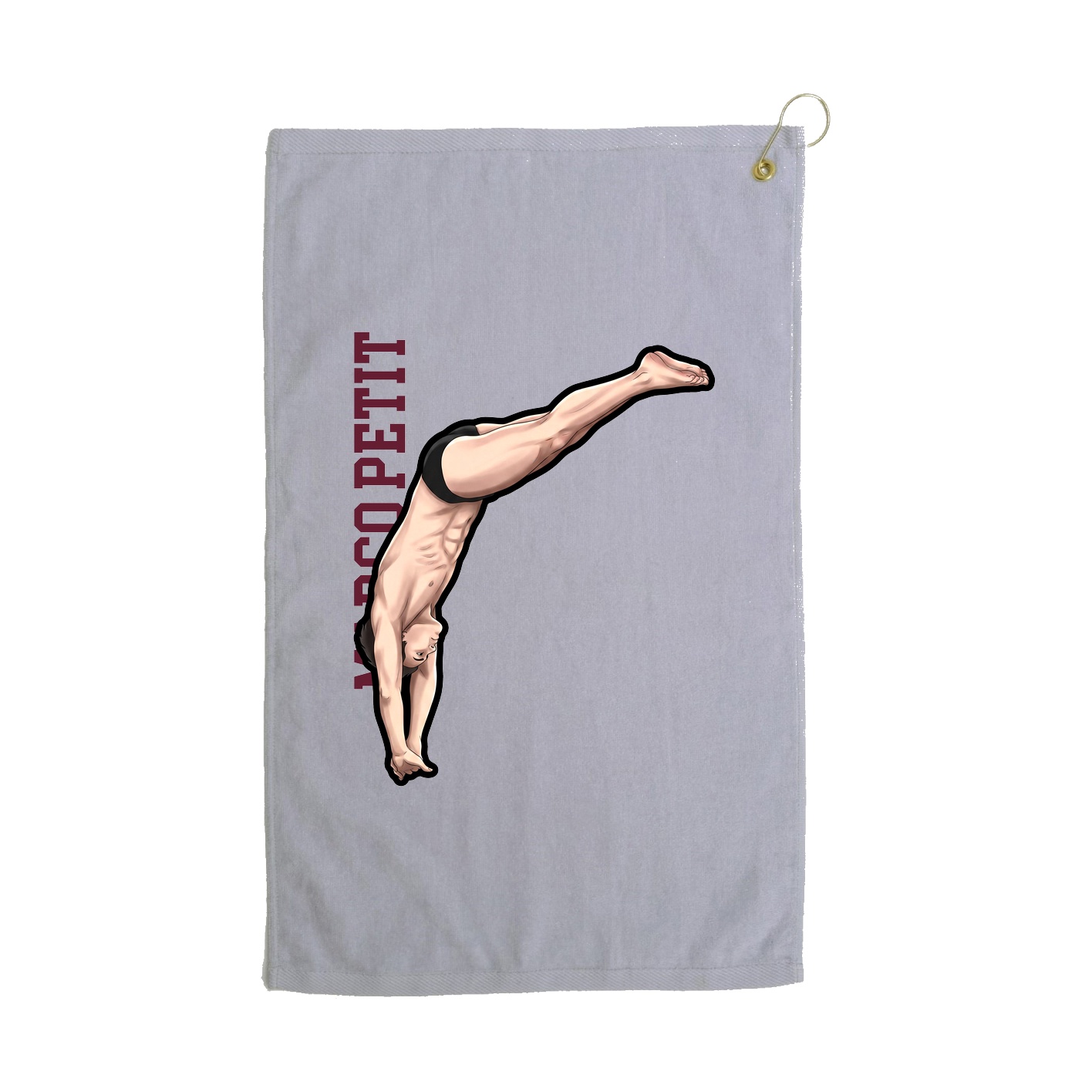 Golf Towel — Name Vertical in Grey