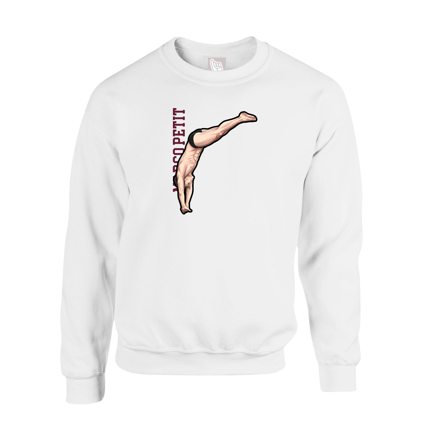 Fleece Crew — Name Vertical in White